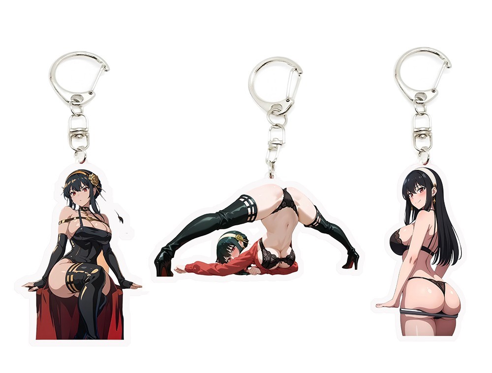 Set of 3 Yor Forger Spy x Family Keychains Key Rings Double Sided