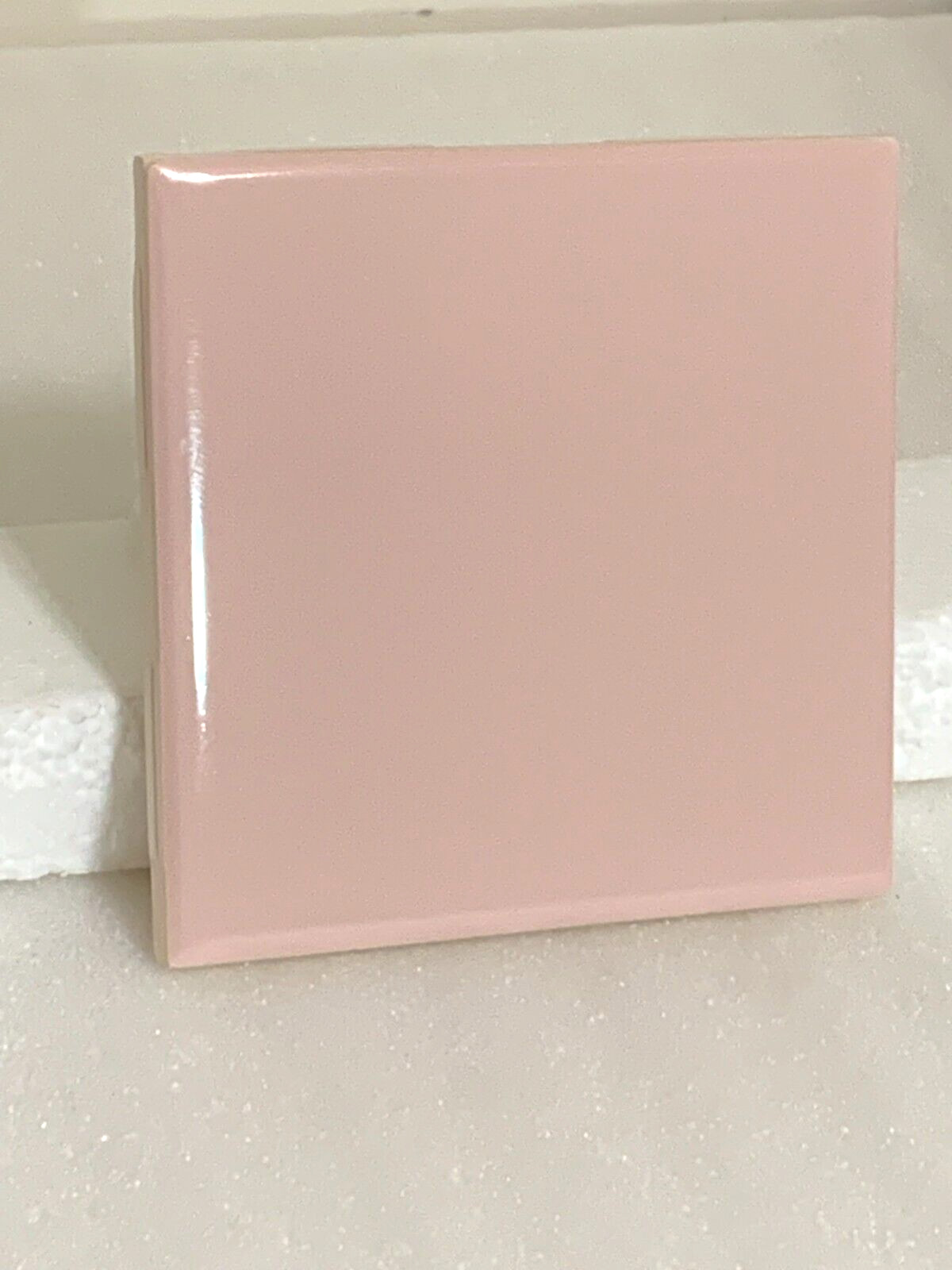 Vintage  KY  Pink Ceramic Tile   Made in  Japan  4 5/16"  Gloss