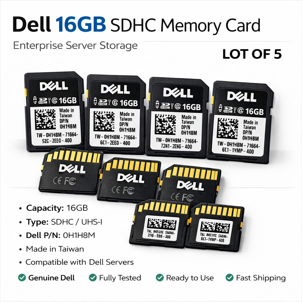 Lot of 5 Dell 16GB vFlash SDHC Card 0H1H8M for iDRAC R620 R630 R720 R730