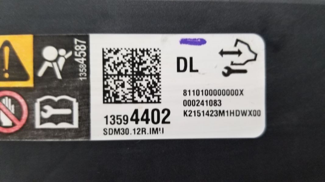15 CHEVY SILVERADO 2500 SRS BAG MODULE 13584587