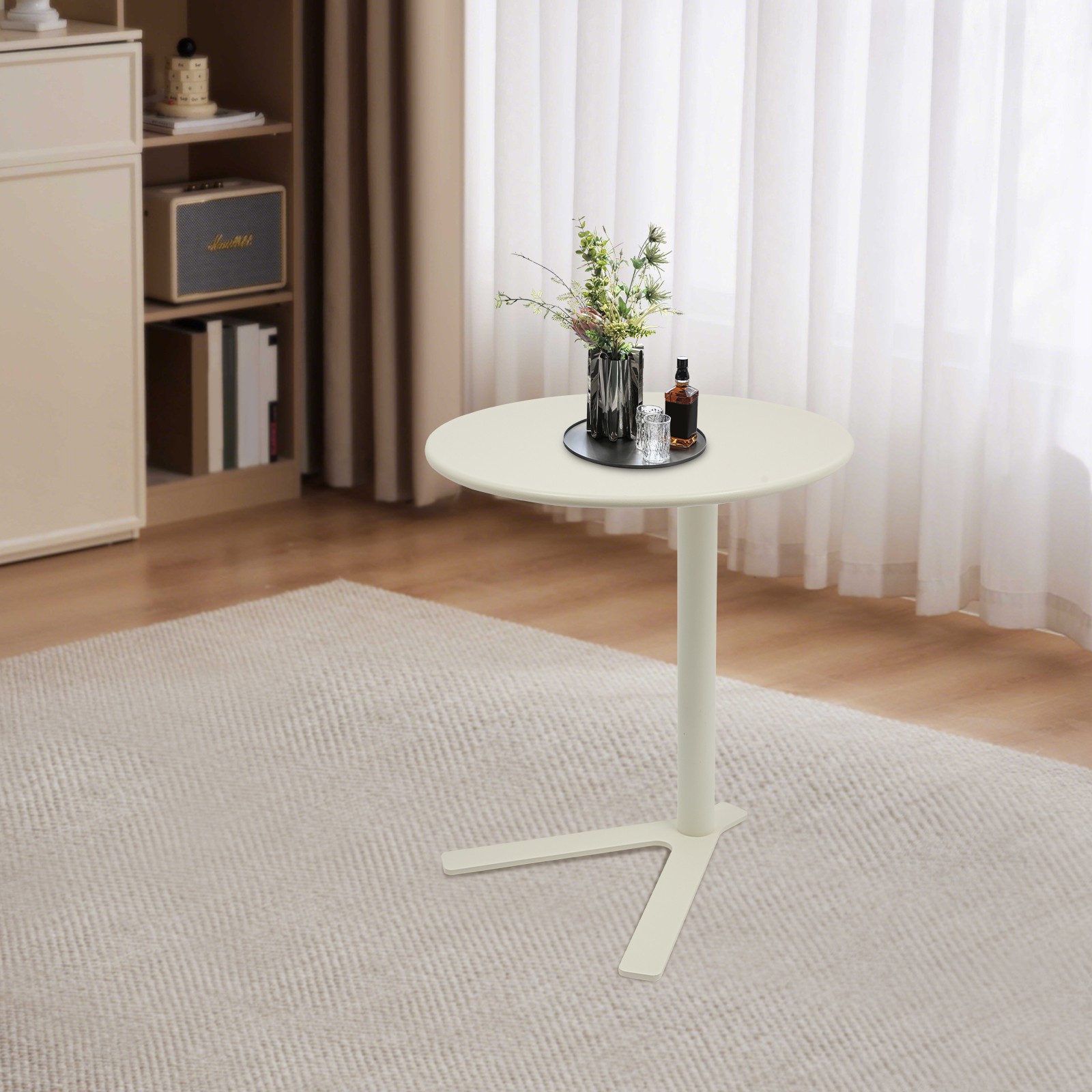 Round Side Table with Y-shaped Base, Side Table for Small Spaces,Couch End Table