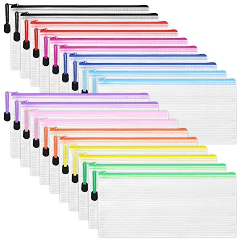 Pencil Pouches 20pcs 9.5x4.5 Inches Small Mesh Zipper Multicolored 20pcs-bill
