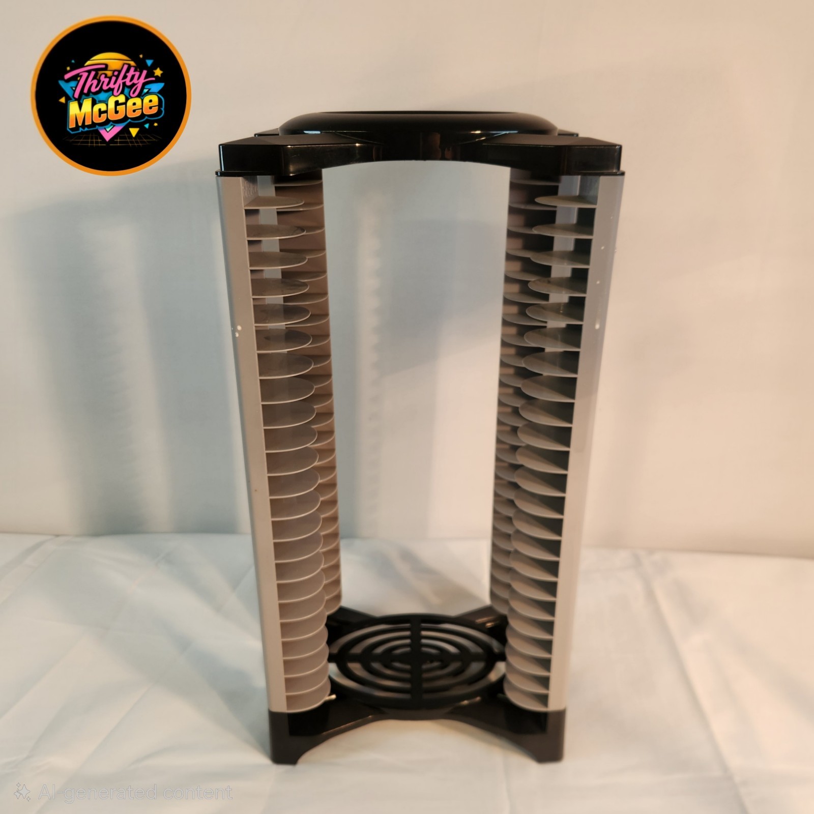 Vintage Game Rider Black And Grey 23 Game DVD Storage Tower Organizer 18"x9"x6"