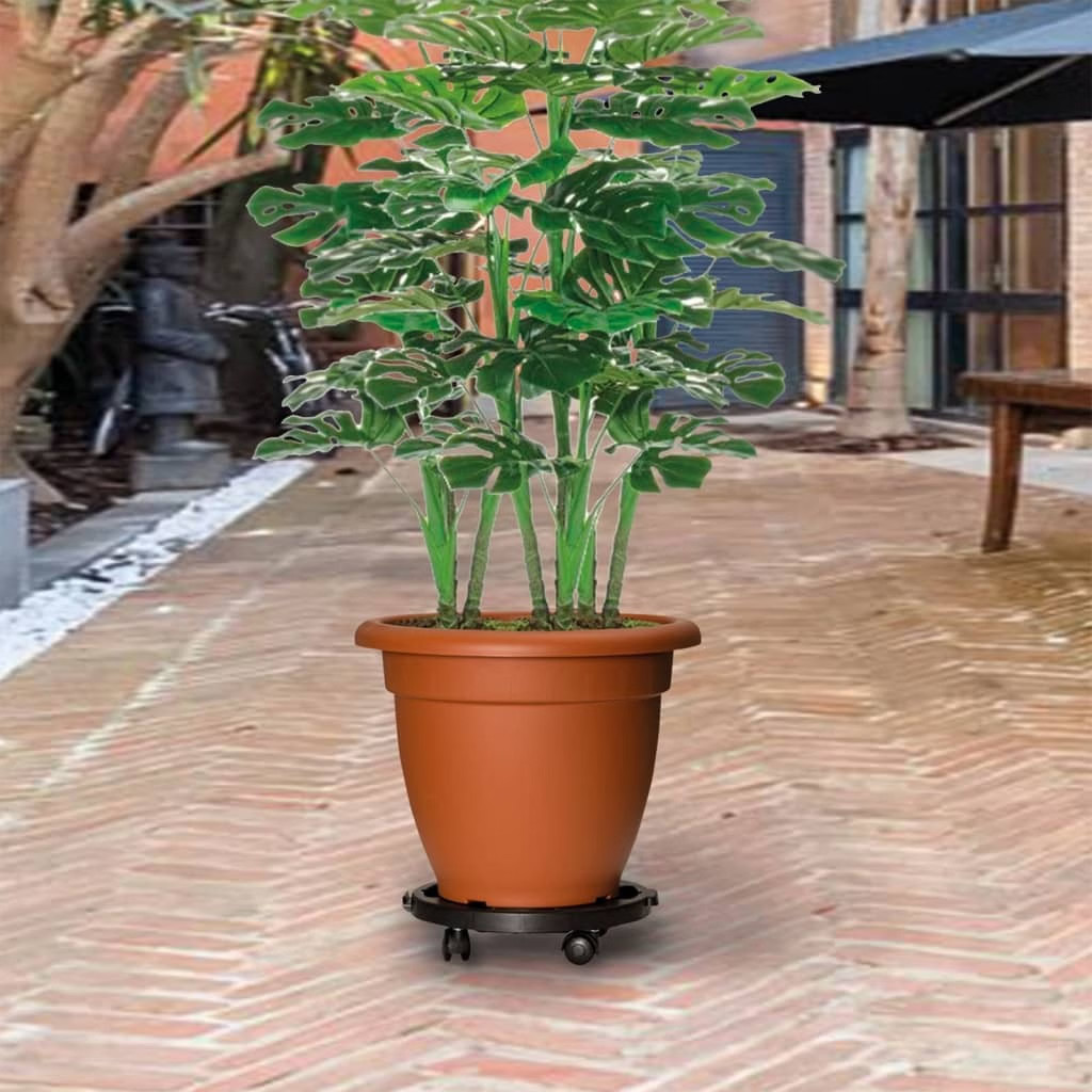 Plant Trolley Black Polypropylene Compact Rotatable