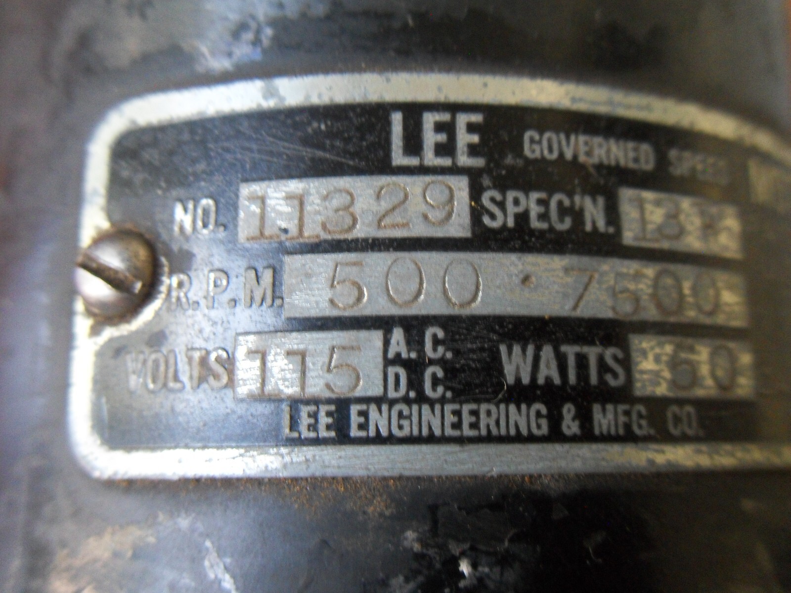 LEE ENGINEERING 11329 GOVERNED SPEED MOTOR AS IS AS PICTURED