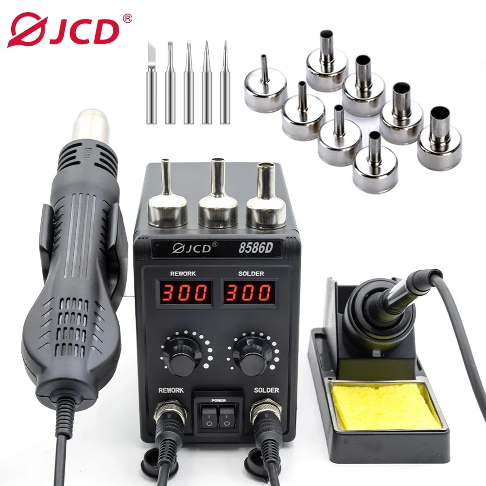 JCD 8586D 2-in-1 Hot Air Rework Soldering Station Dual Digital Display