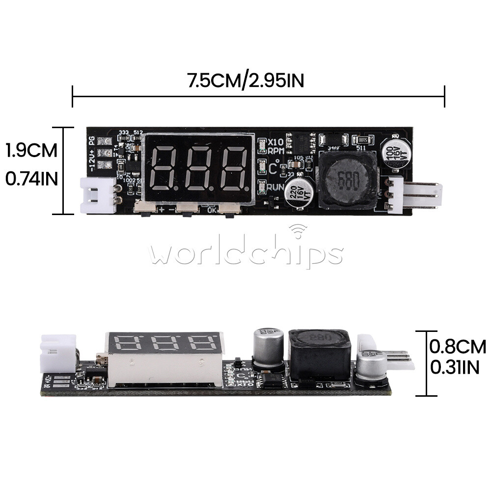 DC12V 2-3 Wire Fan Temperature Speed Controller with Temperature Sensor Probe