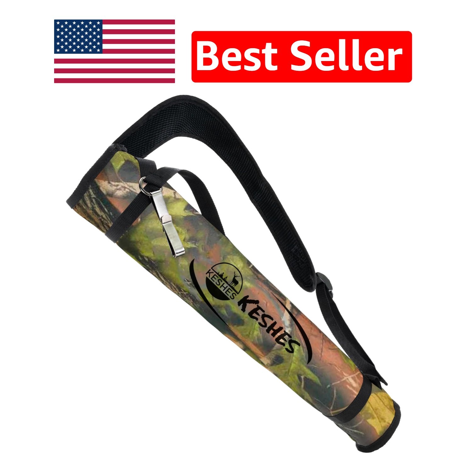 Adjustable Camo Archery Back Quiver - Perfect for Bow Hunting & Target Practice