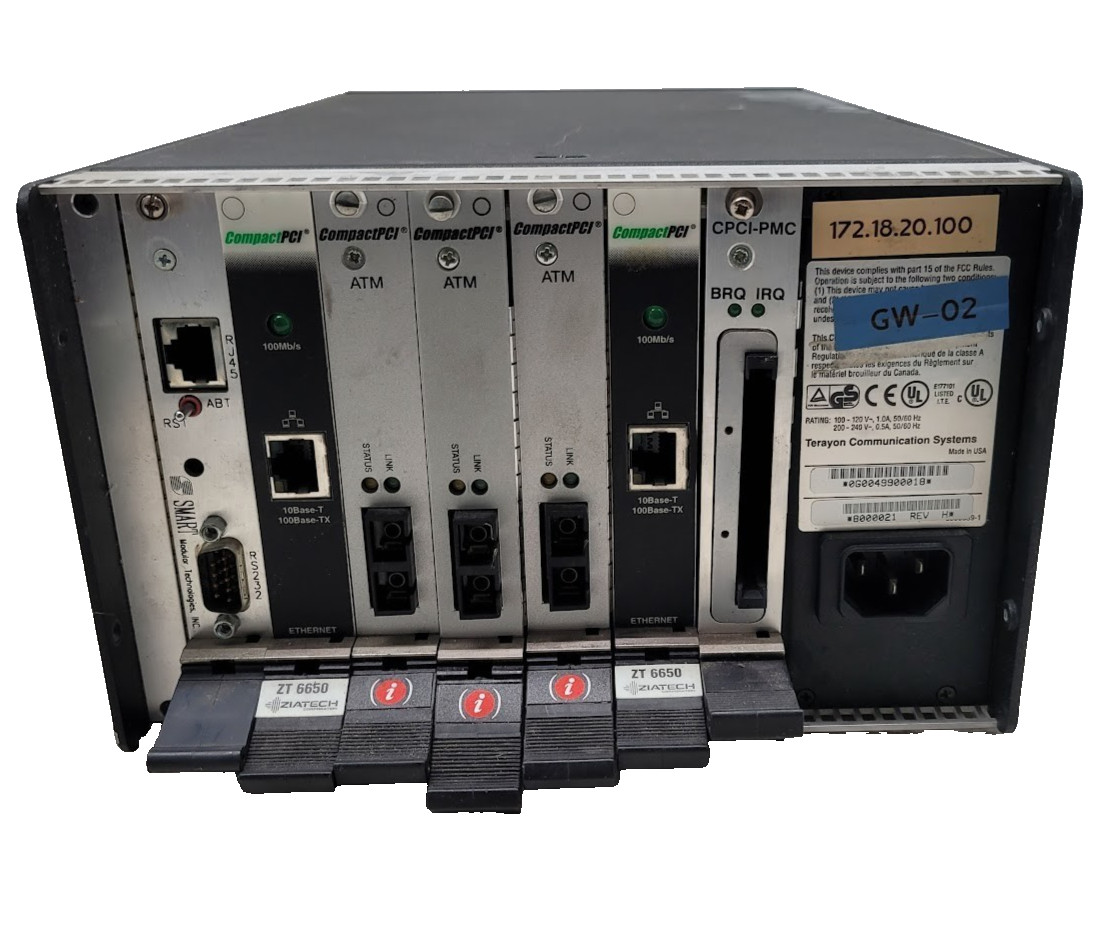 TERAYON SYSTEM W/CPCI-PMC & X2 Ziatech ZT-6650 & X3 CompactPCI ATM & RJ45/RS232