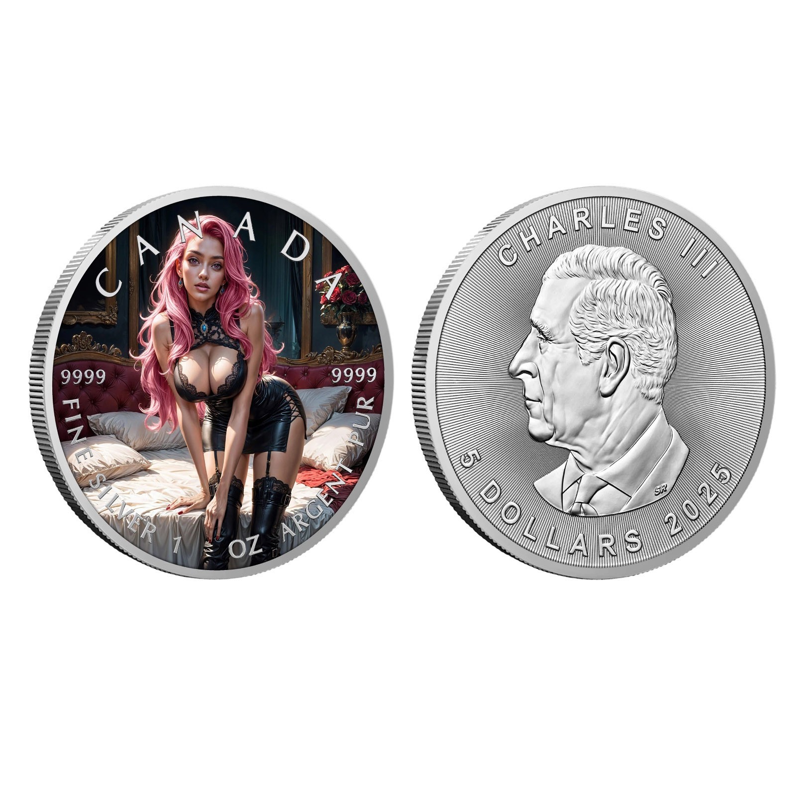 Canada 2025 Black & Pink Naughty Sexy Girl Temptation Silver-plated Coin