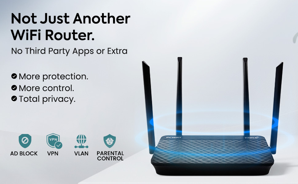 pcWRT Gigabit VPN Mesh Router with multiple SSIDs, ad block, parental controls