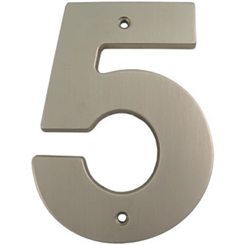 Contemporary House Numbeer, #5, 5 Inches, Satin Nickel by Stone Harbor Hardware
