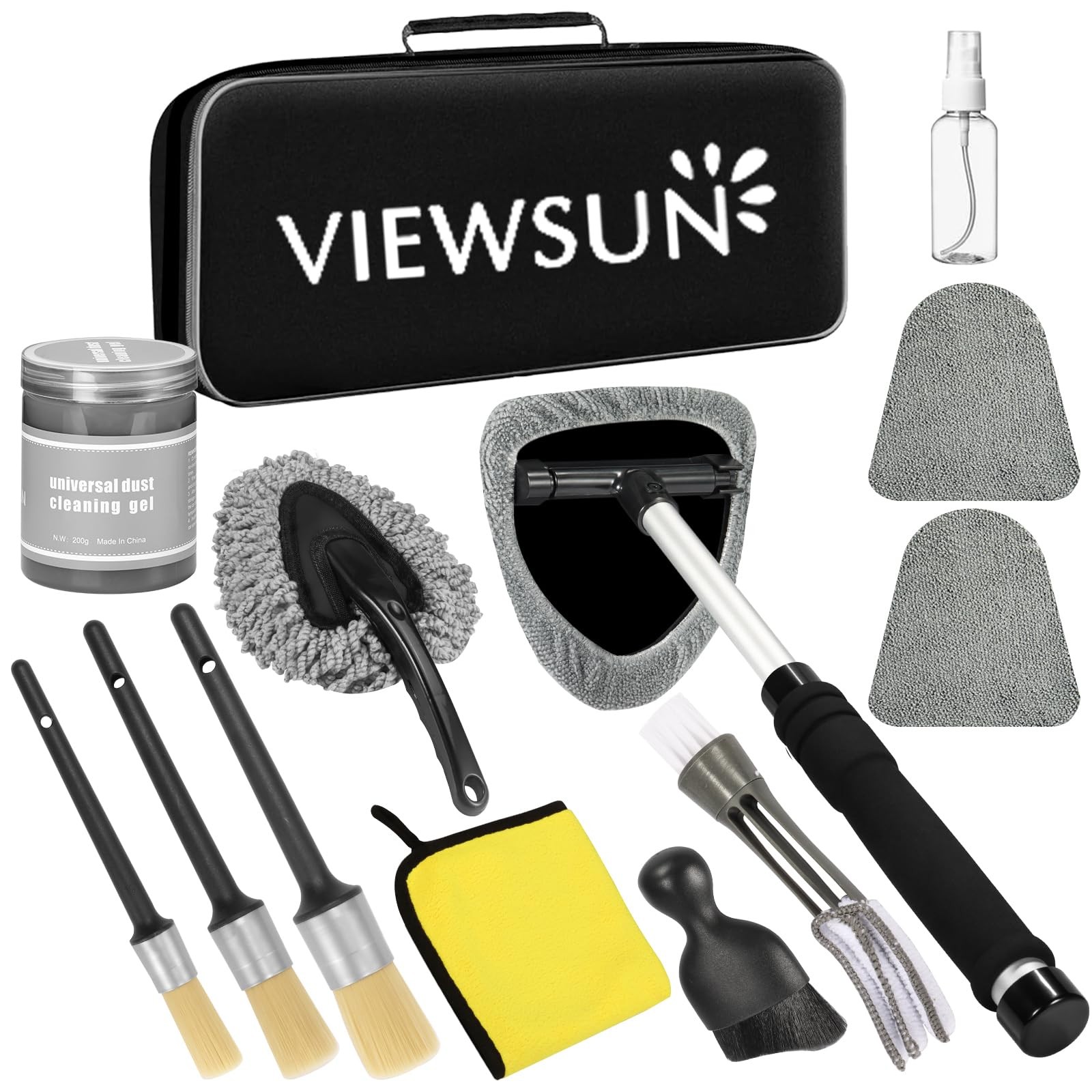 Viewsun Windshield Cleaner Tool, 13Pcs Car Interior Cleaning Kit, Grey