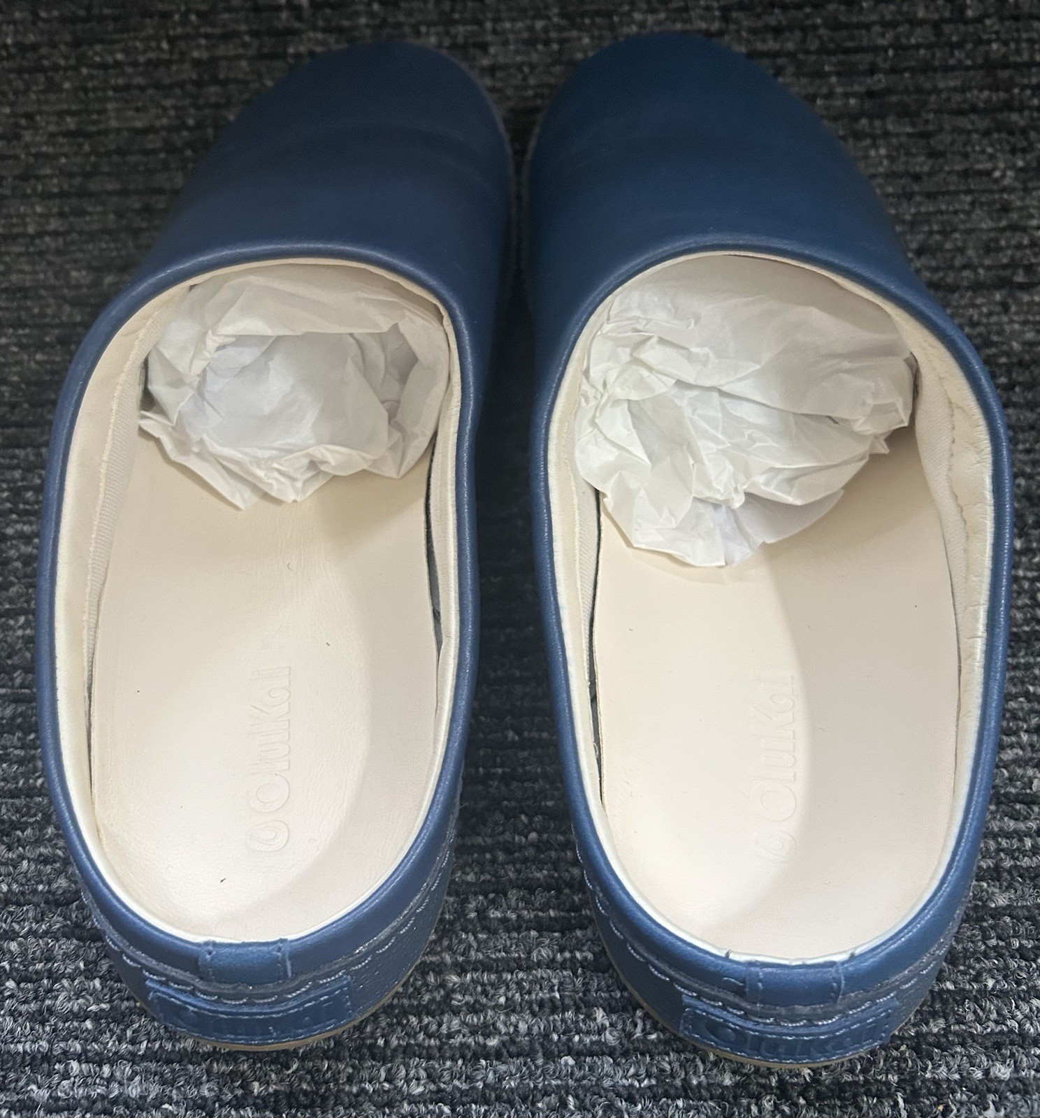 OluKai Hamani Men Size 11 Blue Leather Slip-on Mules Comfort Casual Versatile