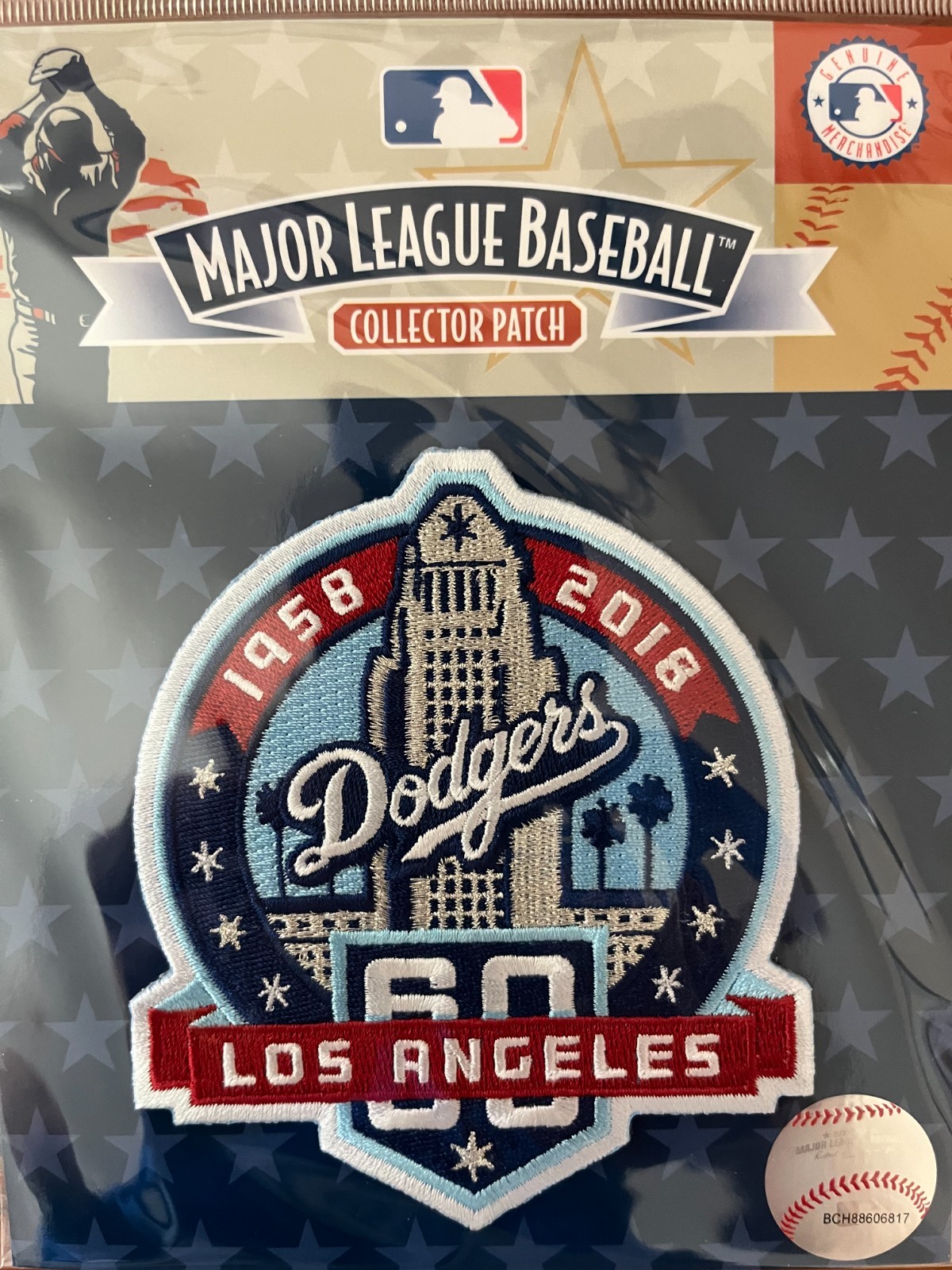 1958 2018 LOS ANGELES DODGERS 60TH ANNIVERSARY MLB PATCH OFFICIAL LICENSED