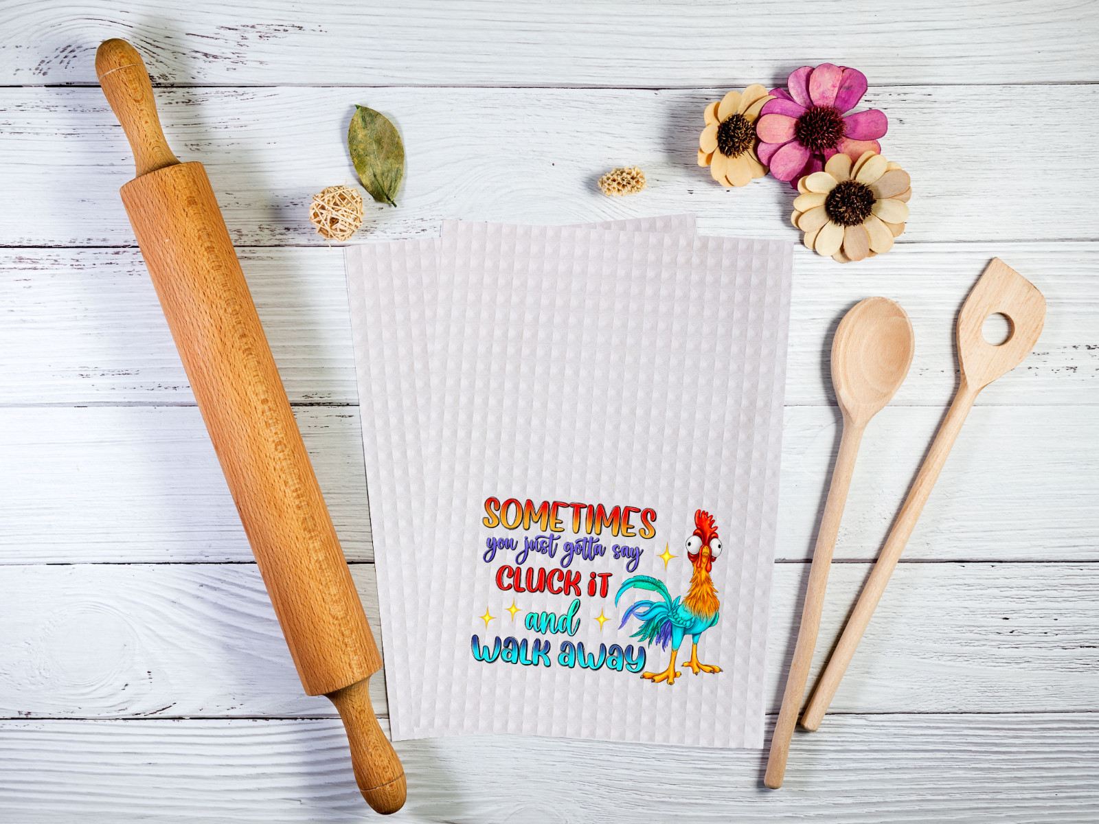 You Say Cluck It, Waffle Weave Kitchen Dish Cloth, Micro Fiber, 12x12", (wc25)