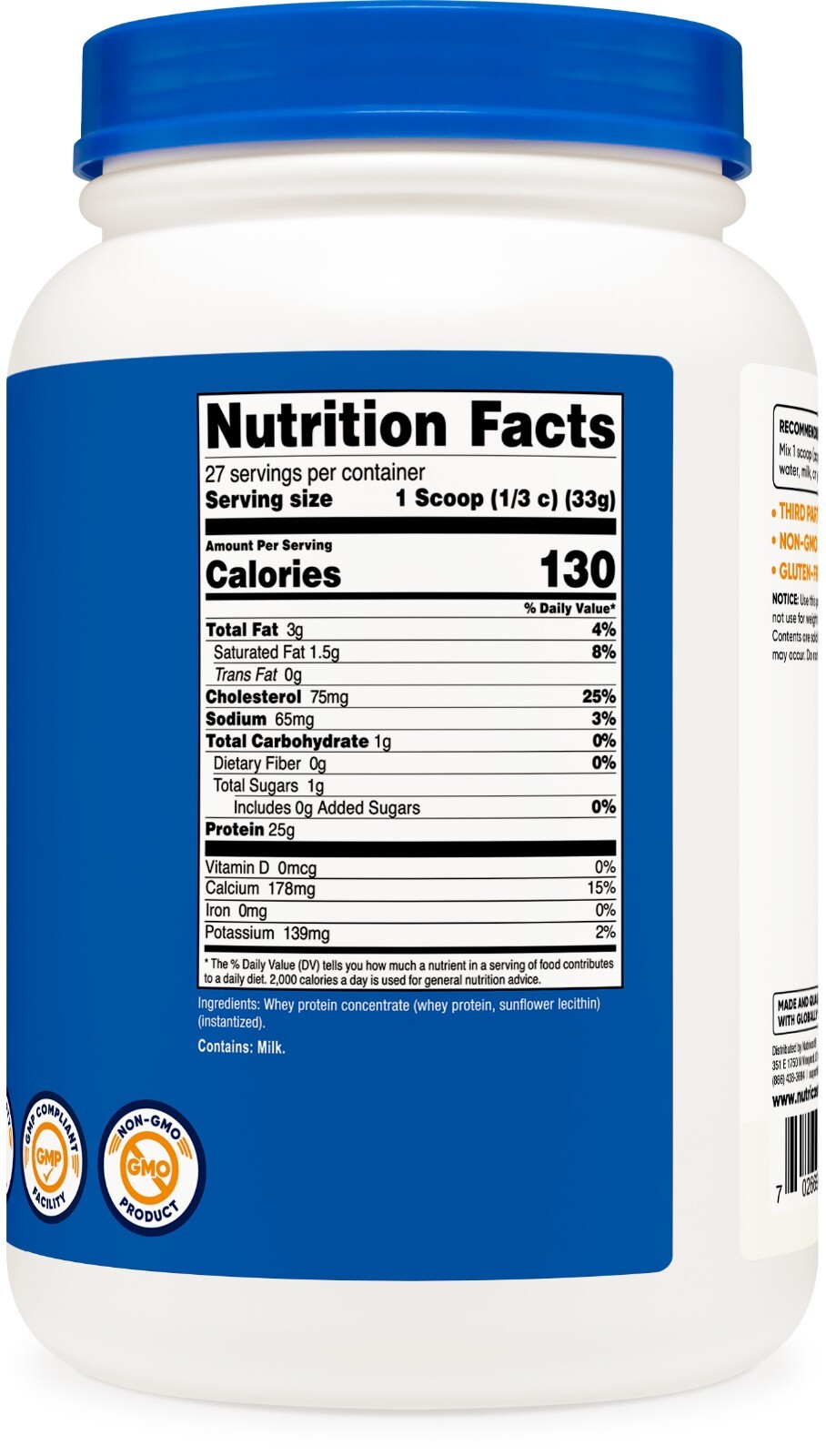 Nutricost Whey Protein Concentrate (Unflavored) 2 LBS