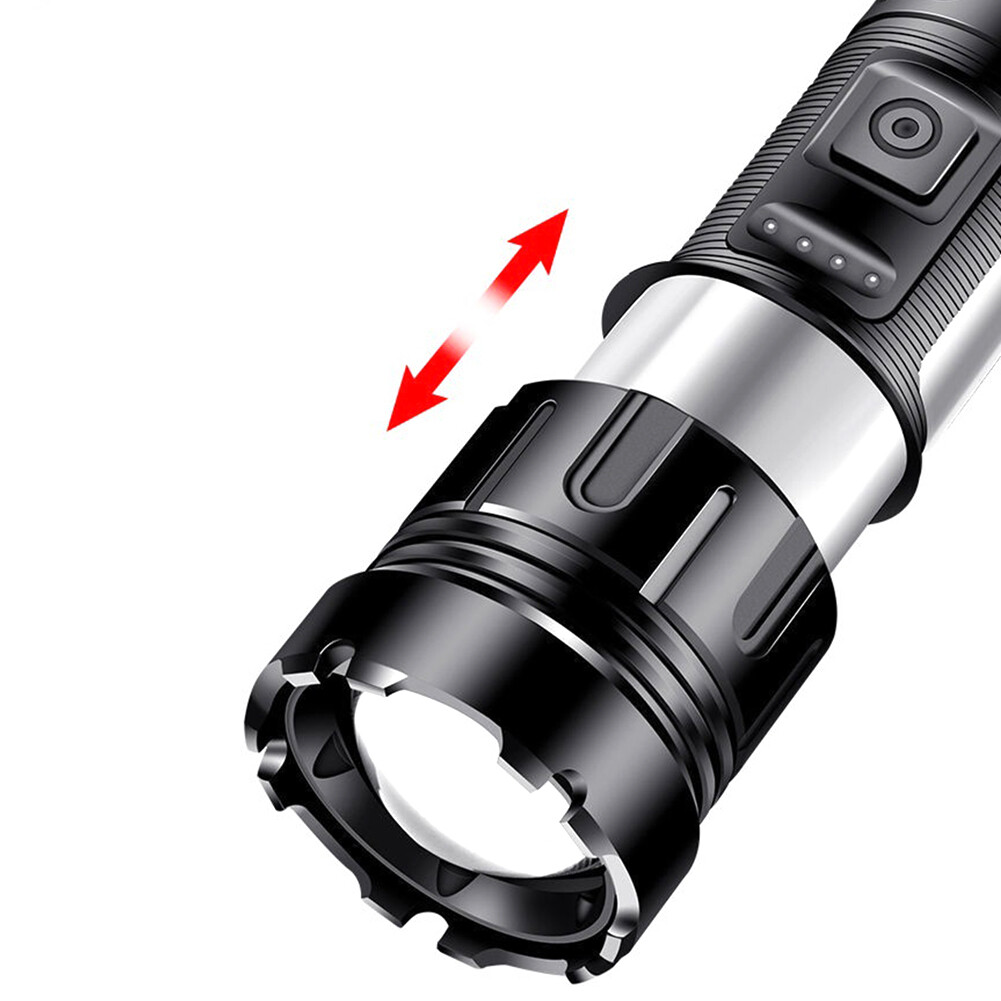 Rechargeable LED Flashlight Tactical Polic e Super Bright Torch Zoomable