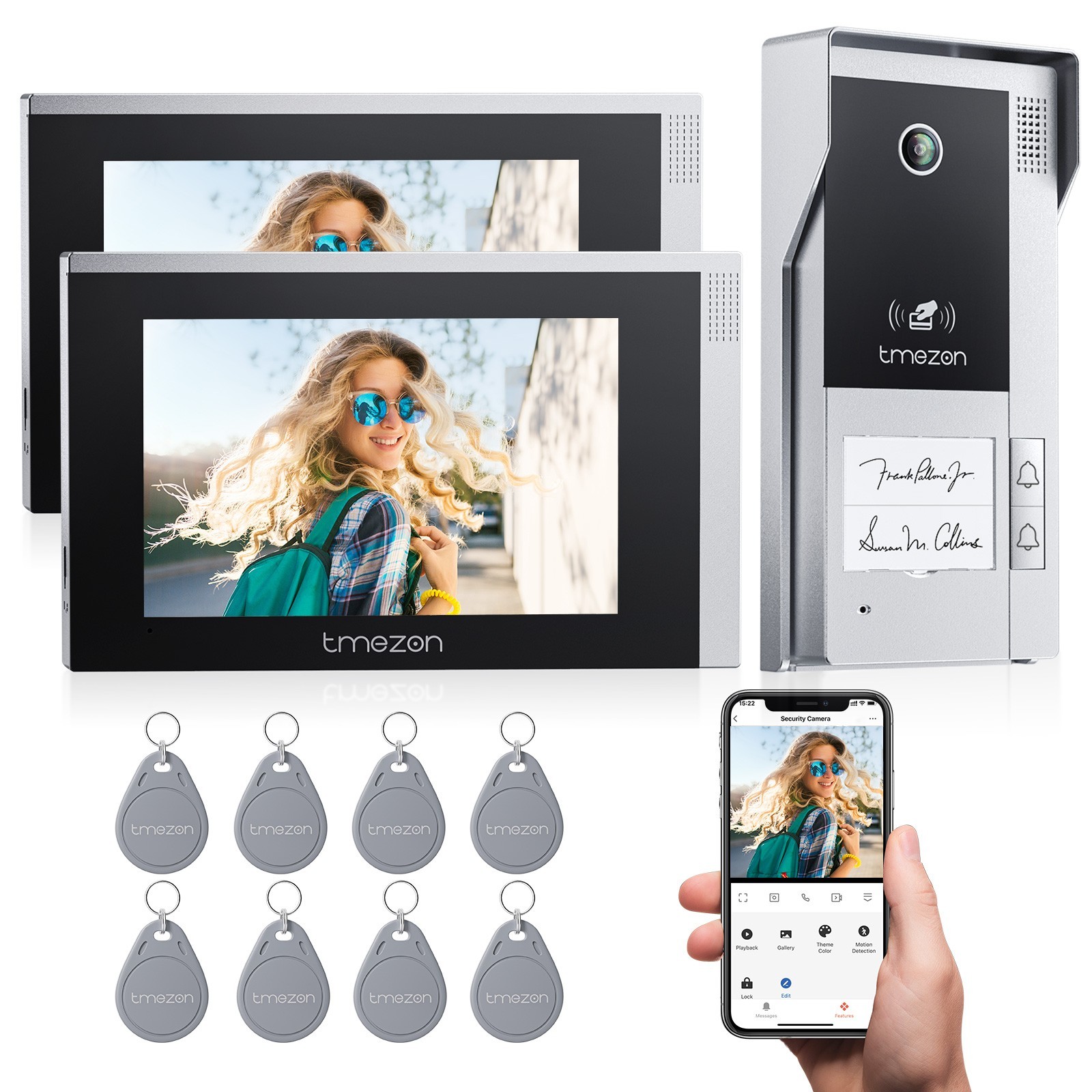 WIFI Smart Video Doorbell System 2x7" Touch TFT 1080P Video Doorbell Camera