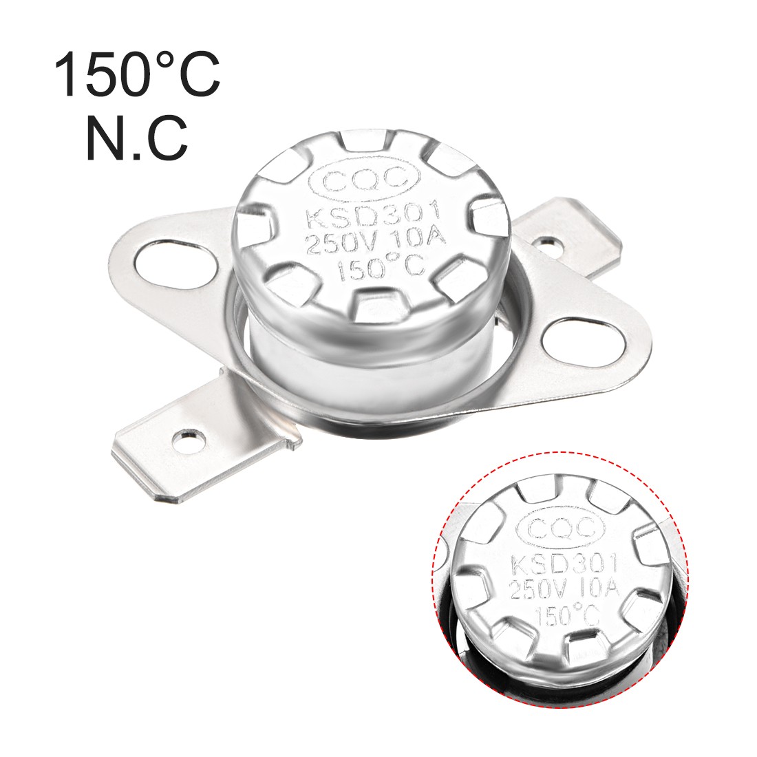 2Pack Temperature Control Switch Thermostat KSD301 150°C 10A NC Ceramic Material
