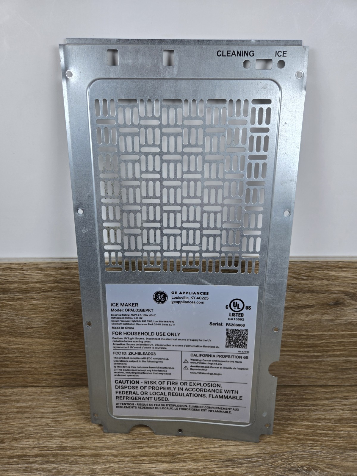 Oem GE 1.0 Opal Ice Maker Back Panel Replacement. OPAL01GEPKT