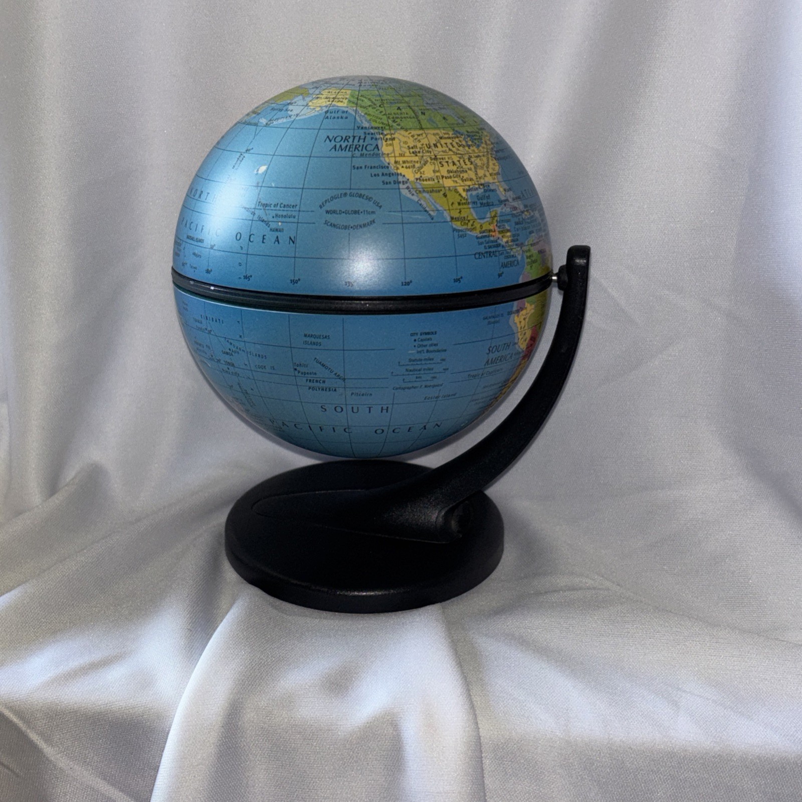 Desktop Rotating Replogle World Globe 6” x 4" Dual Direction Spin