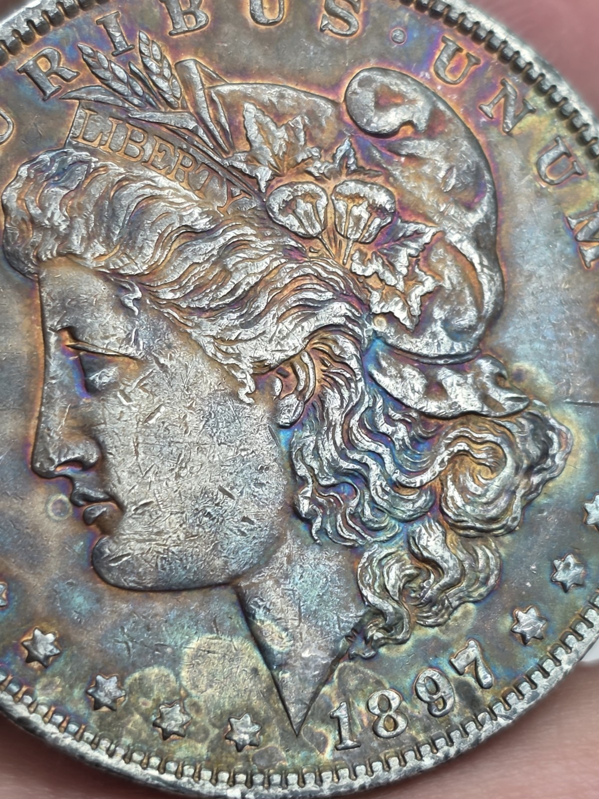 1897 Morgan Silver Dollar Rainbow Color Tone