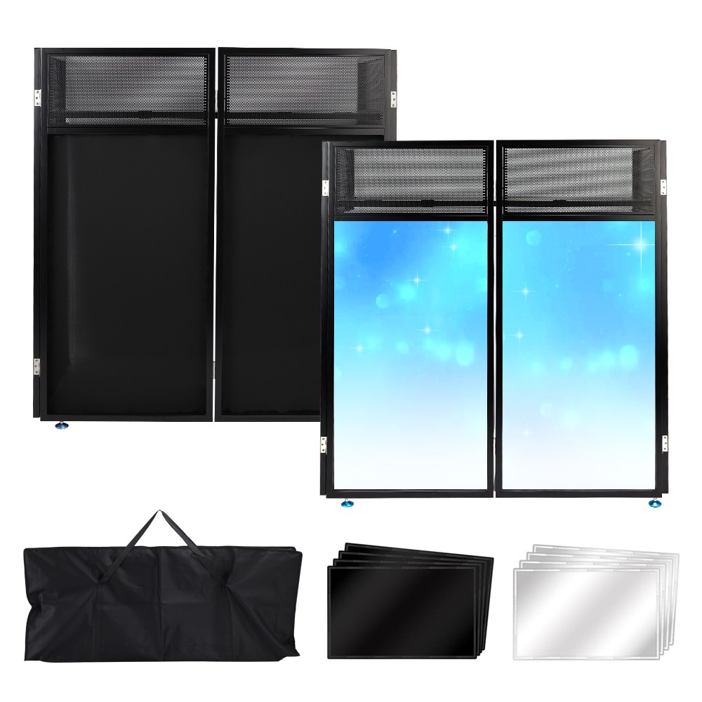 Portable DJ Facade Table Station 45"*42" Event Booth Facade Metal Foldable Frame