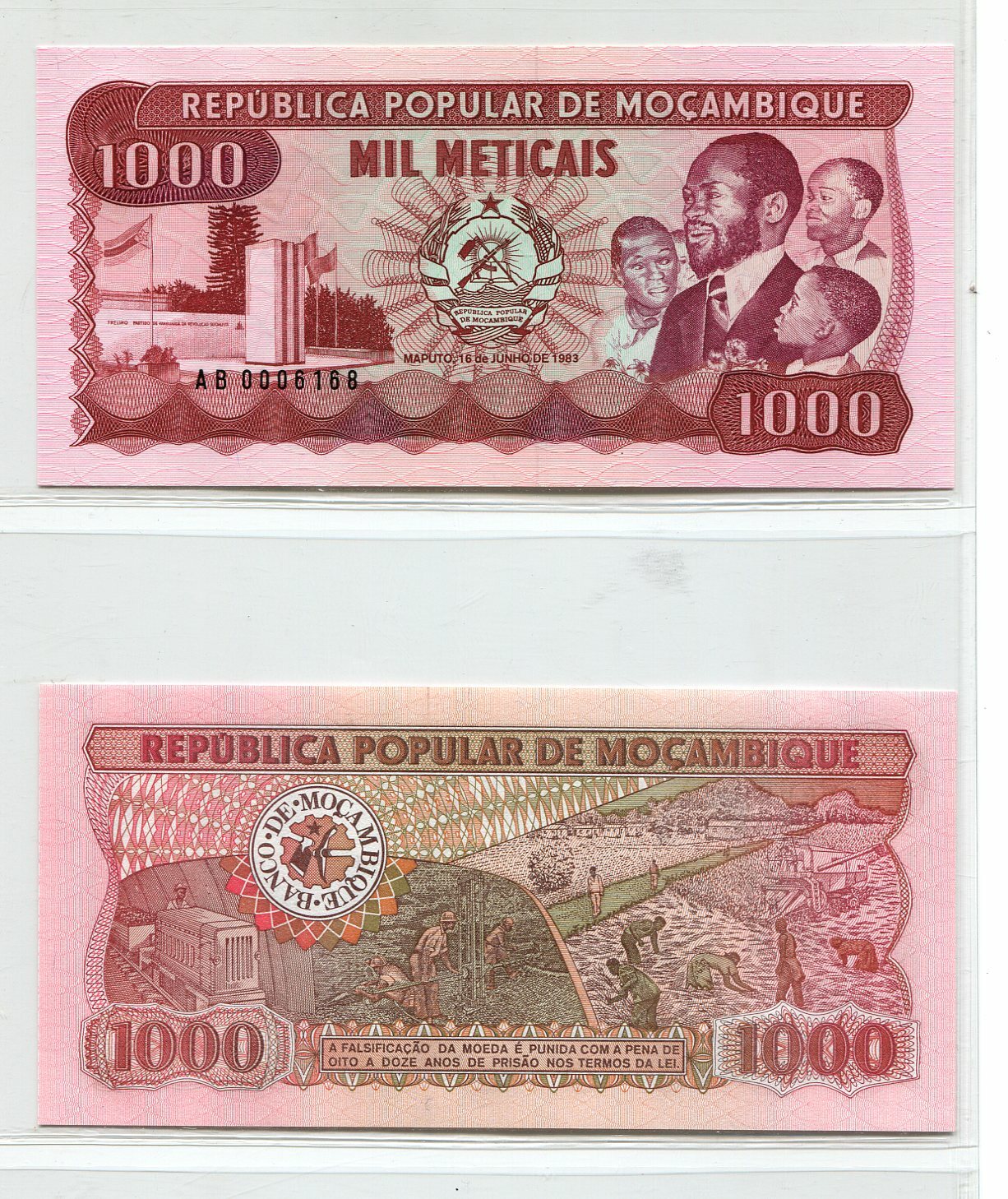 Mozambique 1983 1000 Meticais | Uncirculated Banknote | UNC | Free Shipping