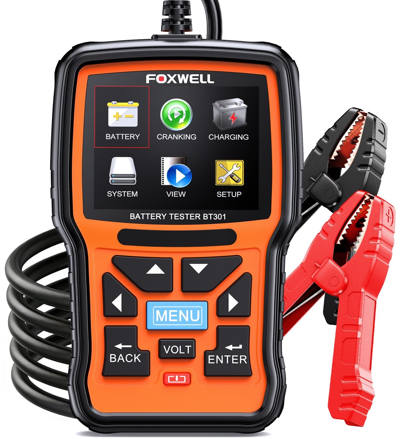 FOXWELL BT301 12V Car Battery Tester, Load Tester Orange & Black