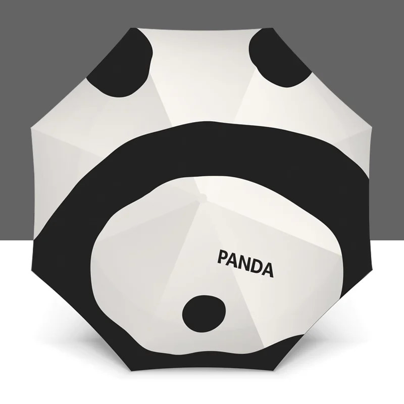 Panda Back Pattern Umbrella, Portable Sun-Shade 3-Fold 8-Rib All-Weather Umbrell
