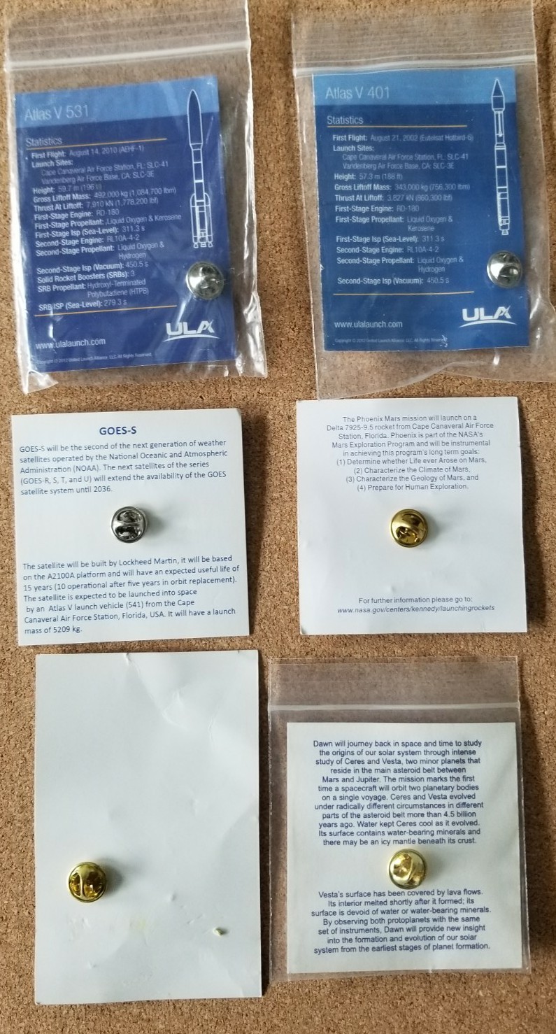 Launch Services Program NASS 4 Pin & 2 Rocket Pins