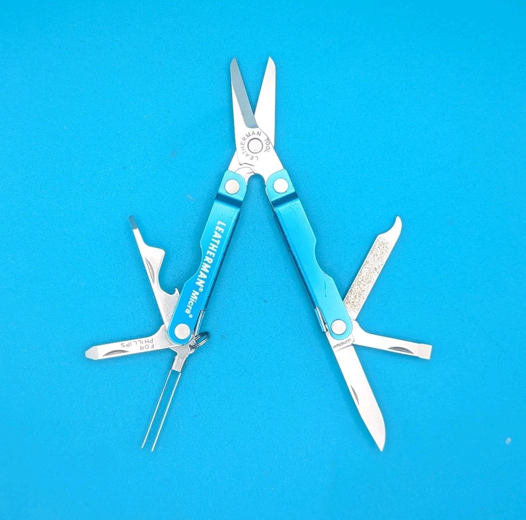 Leatherman Micra Multi-Tool, Knife, Scissors, Key Ring, Blue! *IUOE LOCAL 101*