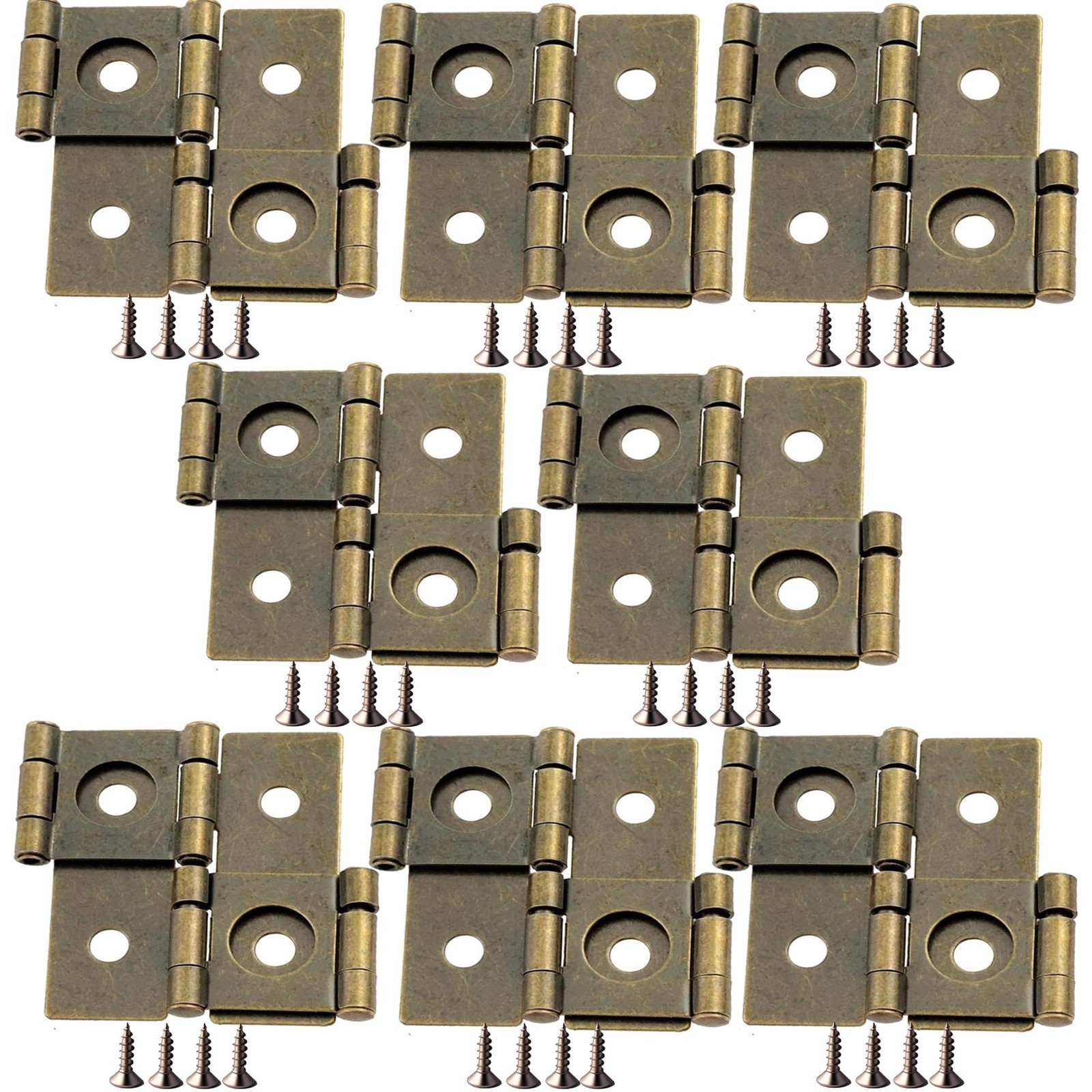 8-Pack Retro Style Folding Double Hinges - Bronze Tone 360 Degree Rotation Do...