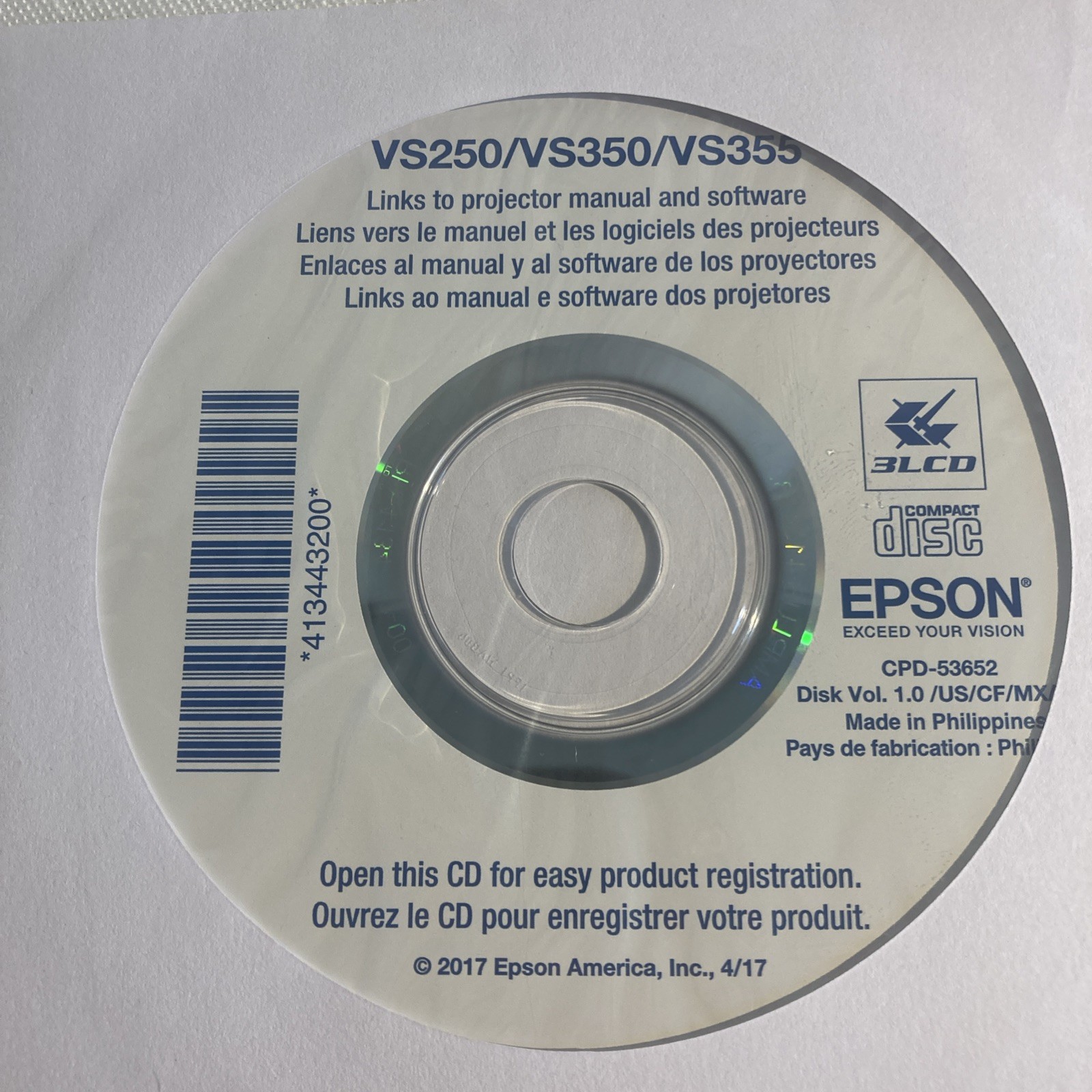 EPSON VS 250 3LCD Portable Projector 3200 Lumens HDMI