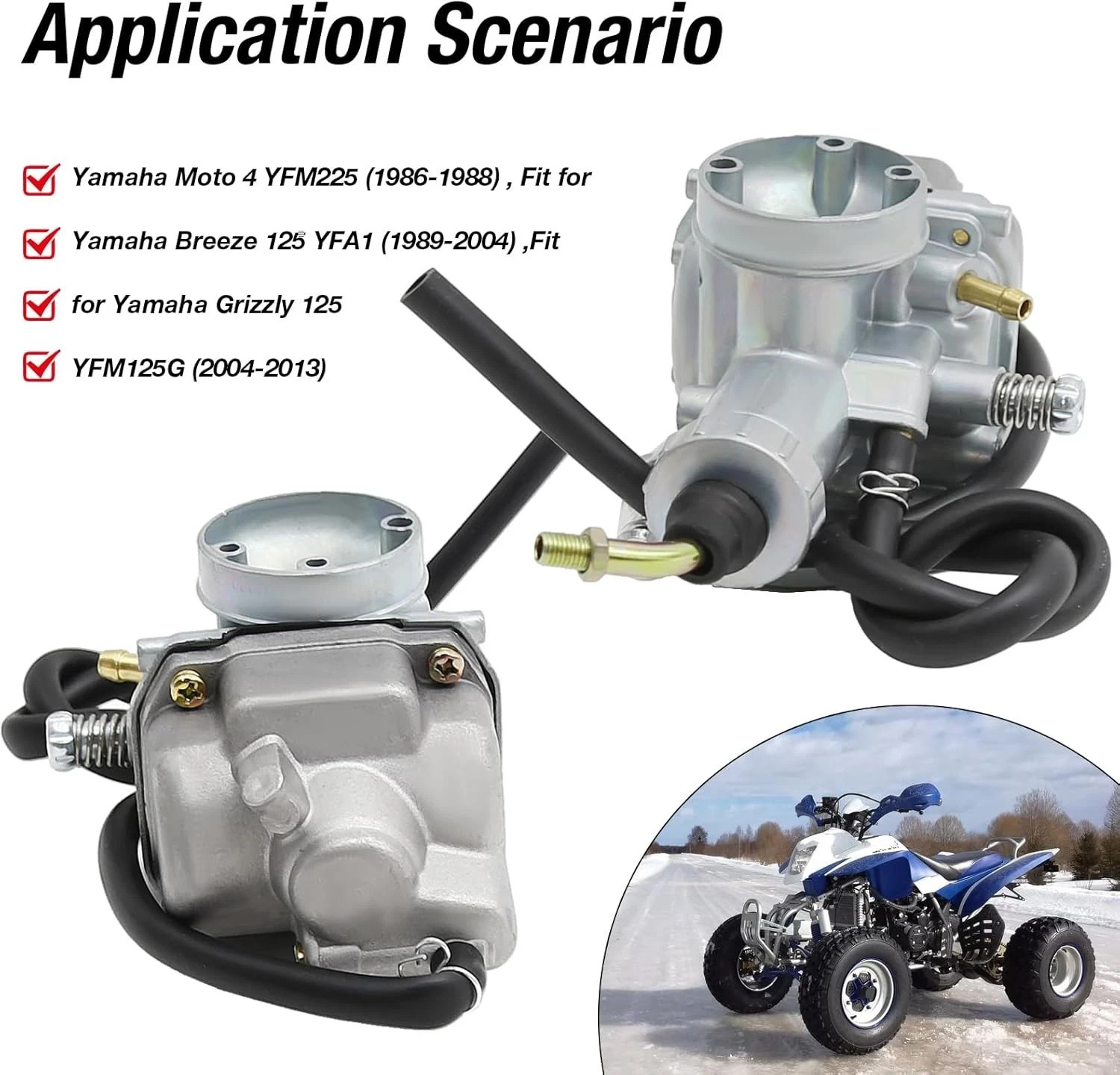 Carburetor Replacement for Timberwolf 250 YFB250 , Carb with Fuel Tank Switch