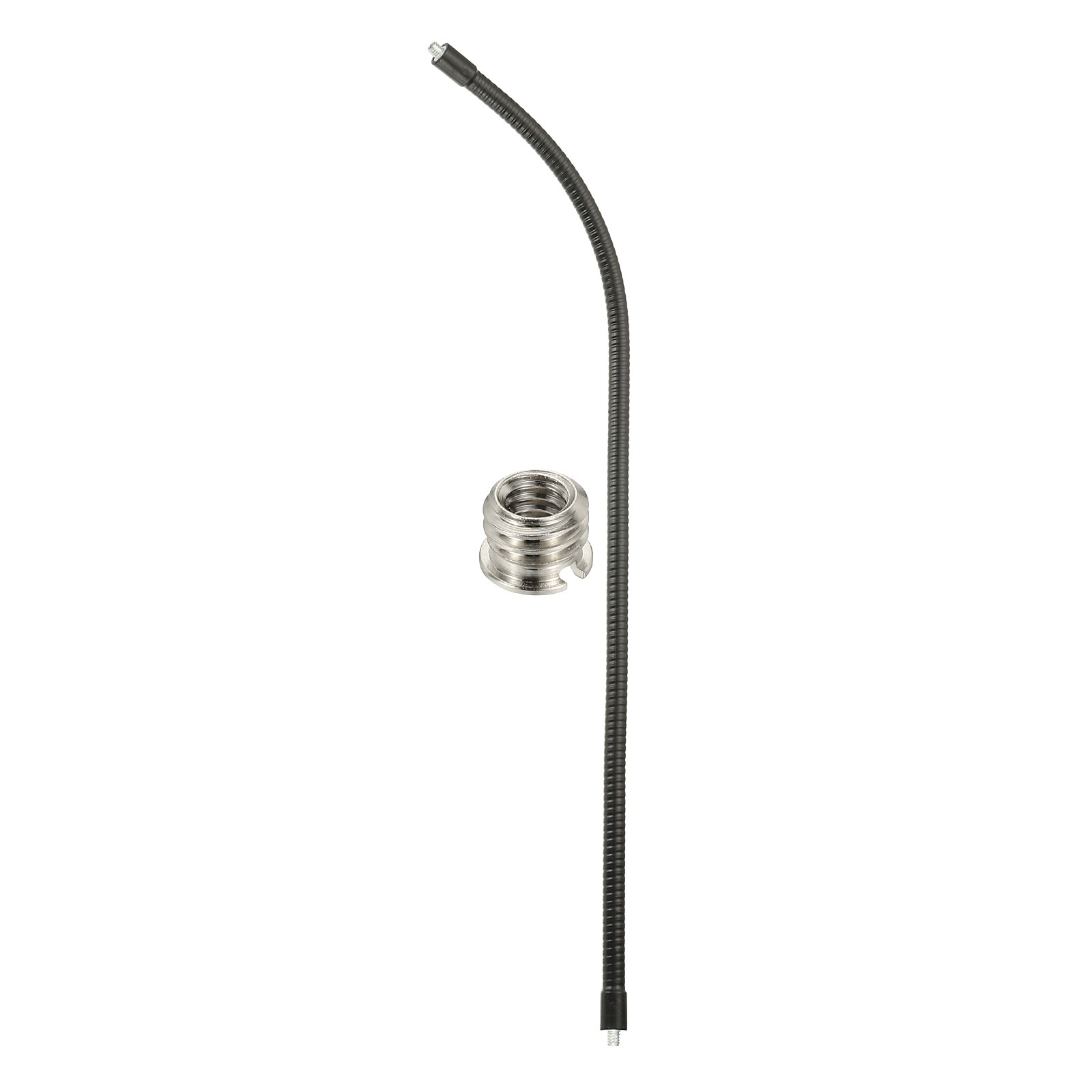 20" Gooseneck 1/4"-20 Male to Male Thread with Reducing Screws Black