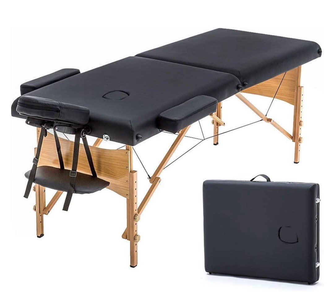 Portable Black Massage Table for Spa and Tattoo Foldable Physical Therapy Table