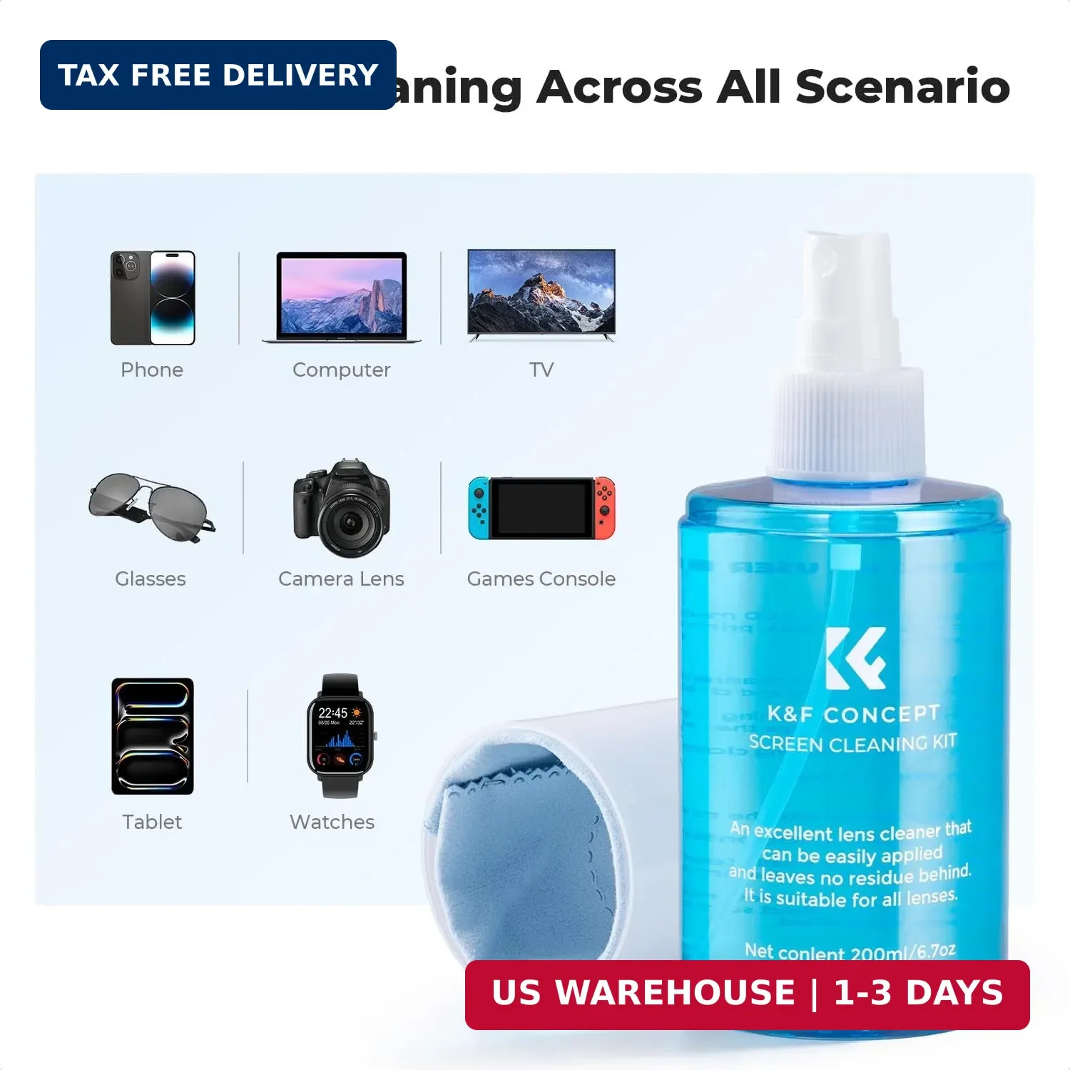 Screen Cleaner Spray, with 2 Microfiber Cleaning Cloth, Touchscreen