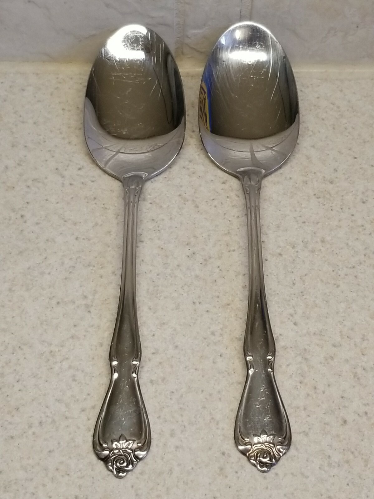 ONEIDA STAINLESS FLATWARE ARBOR ROSE TRUE ROSE 2 TABLESPOONS 8 3/8"  FREE SHIP