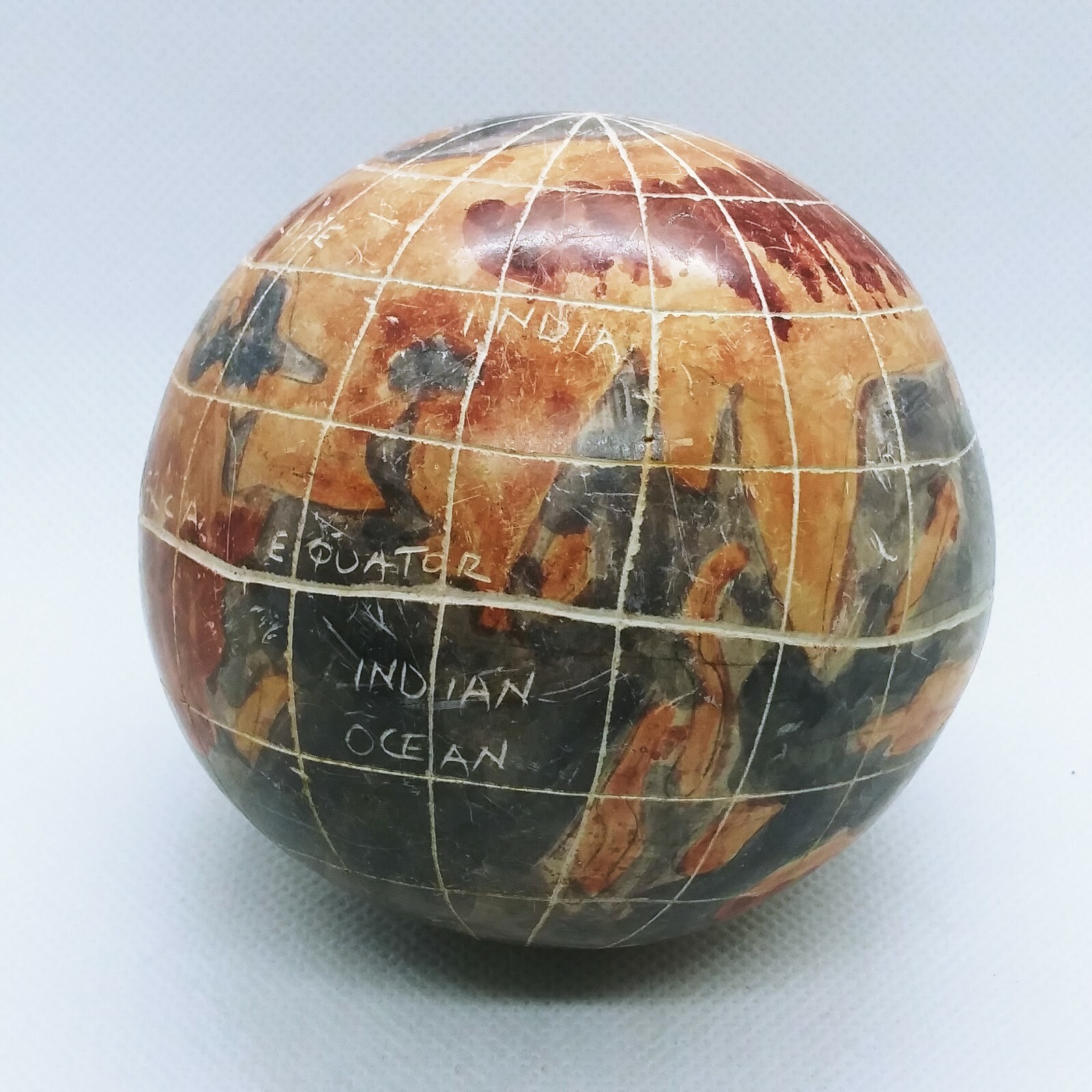 Handcrafted 3" Stone World Globe Earth Without Stand
