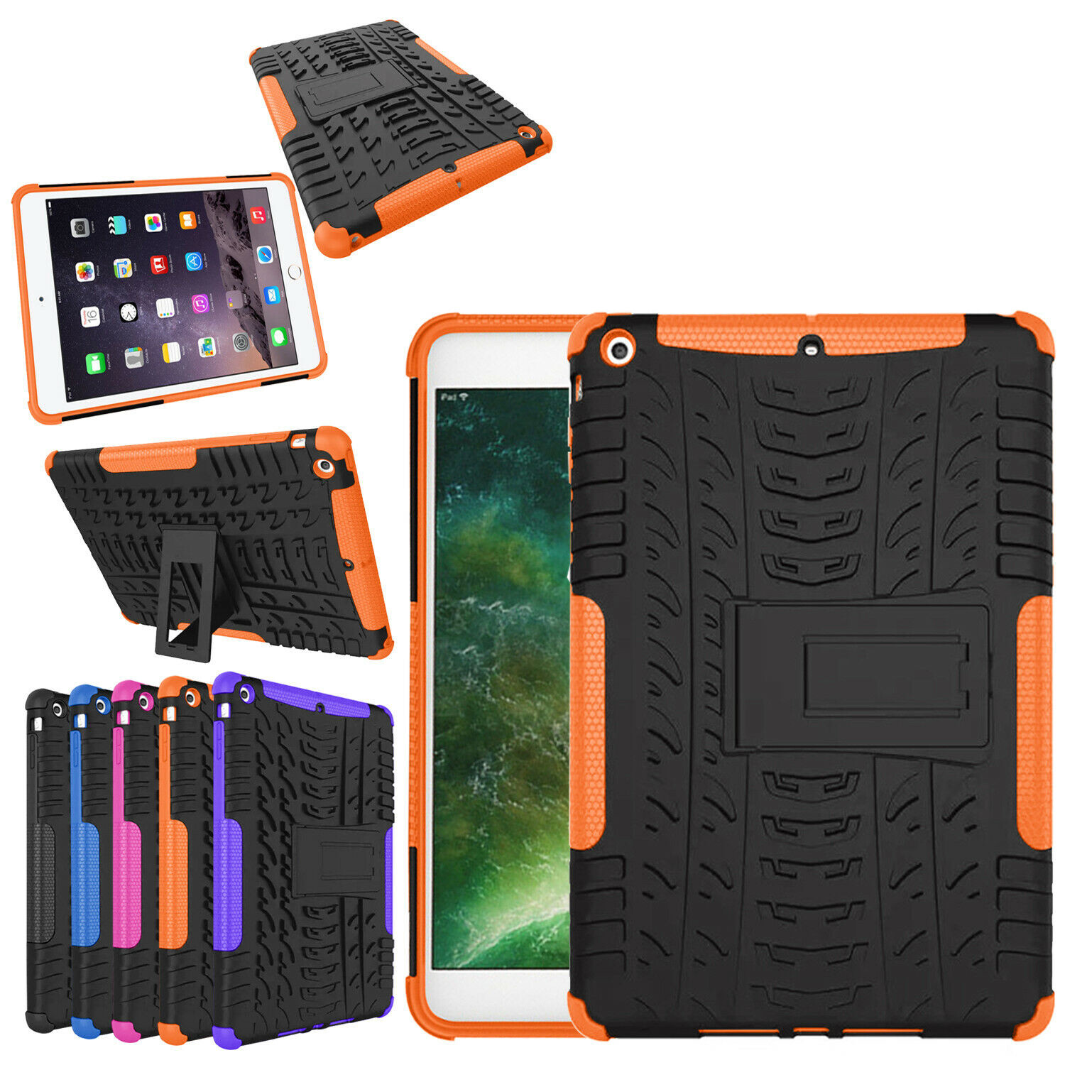 For iPad 9.7 2018 6th Gen Shockproof Hybrid Case Kickstand Protective Hard Cover