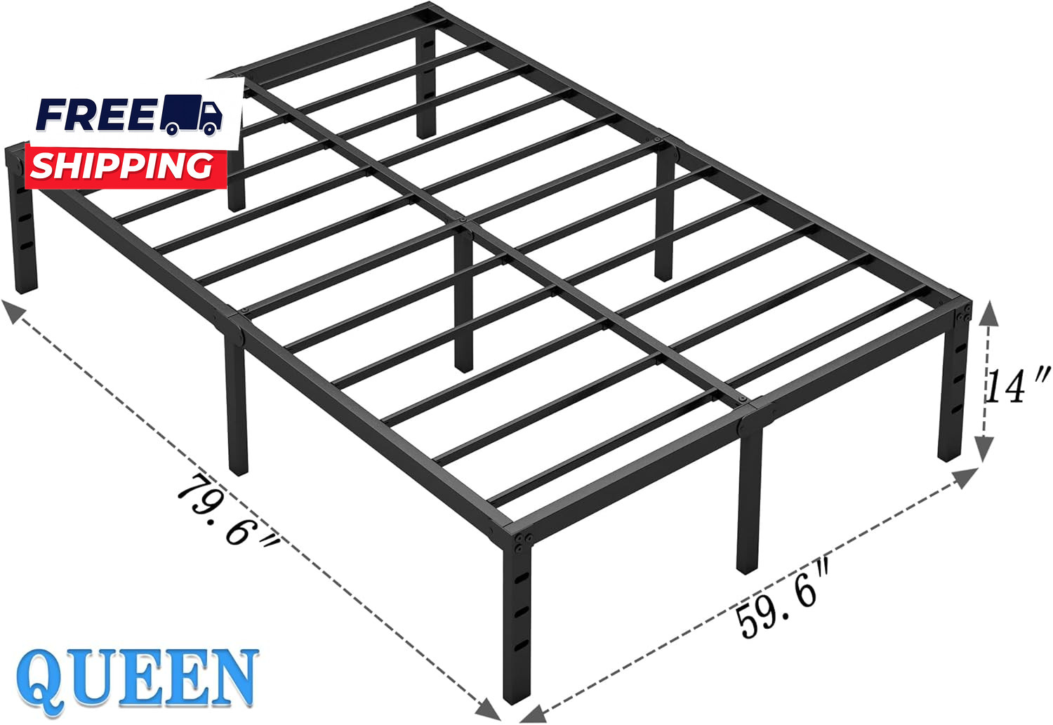 Metal Bed Frame Queen Size Bed Frame with Storage Space Heavy Duty Sturdy
