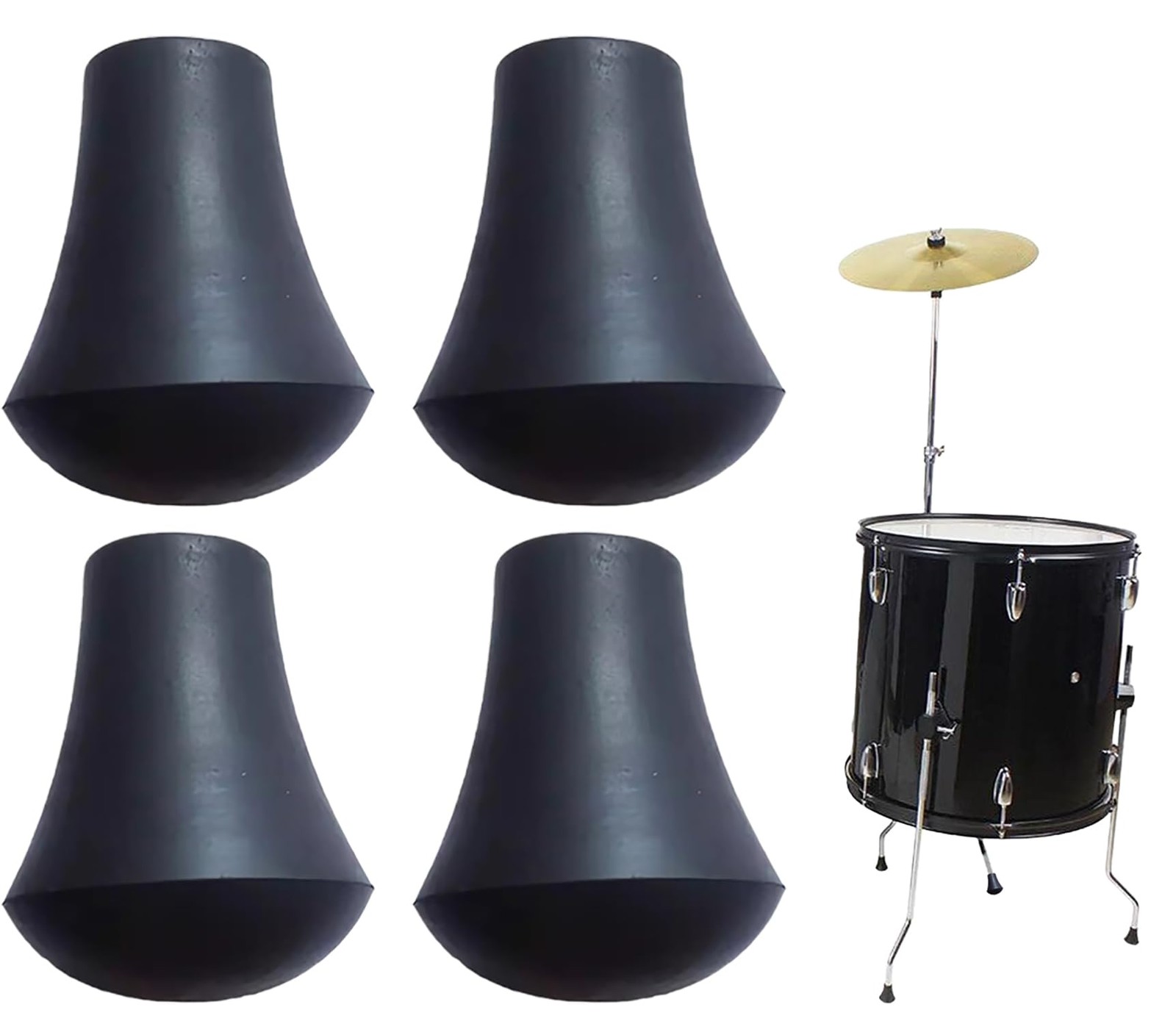4 Pcs Rubber Anti Skid Drum Feet Holder, ID 10MM Leg Tip, Professional...