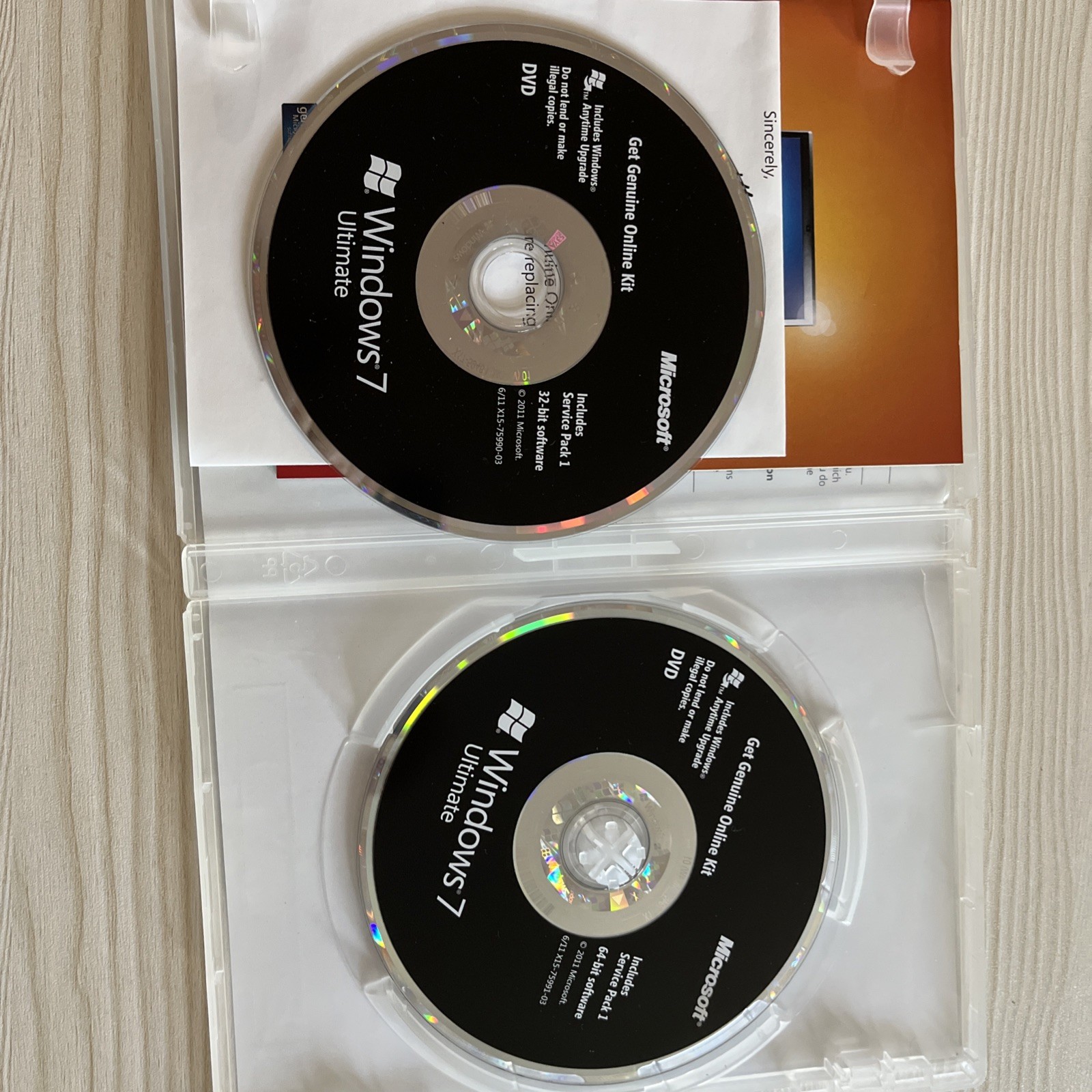 Windows 7 Ultimate 64 & 32 Bit Disks Inserts & Product Key Included Microsoft