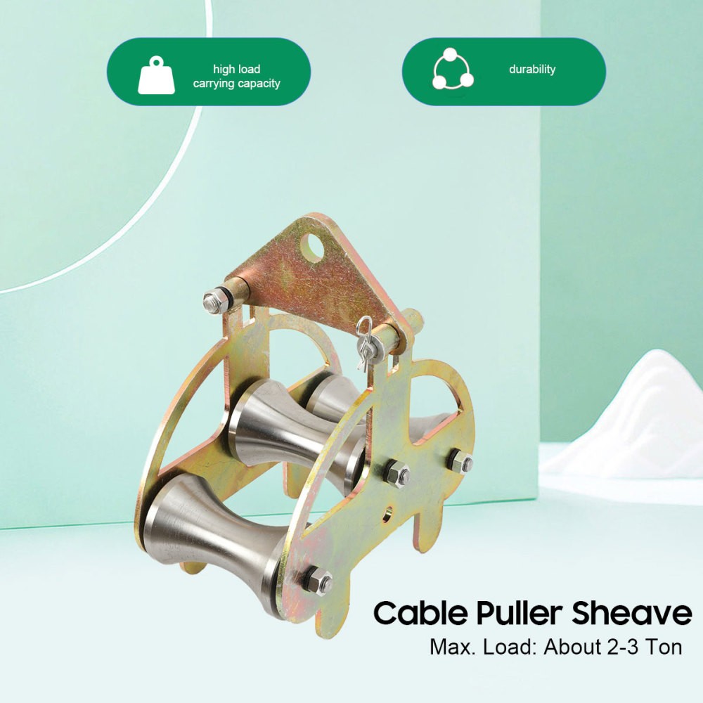 Heavy-Duty Cable Puller Sheave 2-3 Ton | 3 Steel Wheels For Smooth Pulling
