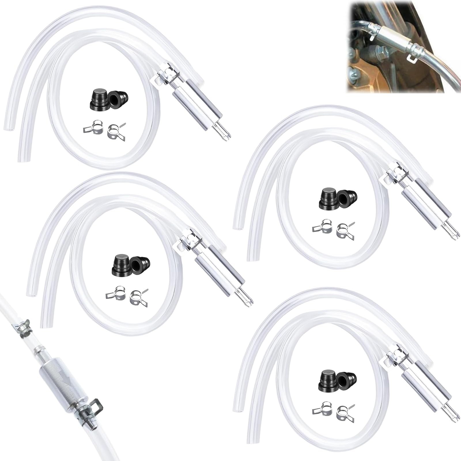 4PCS Brake Bleeder Hose,One Way Check Valve Tube Bleeding Tool Kit for Car Mo...