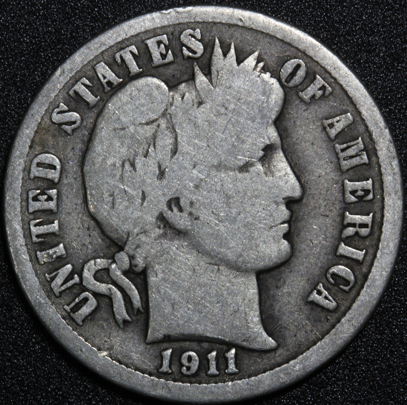 1911 Barber 10¢  G+   (Nice Coin)