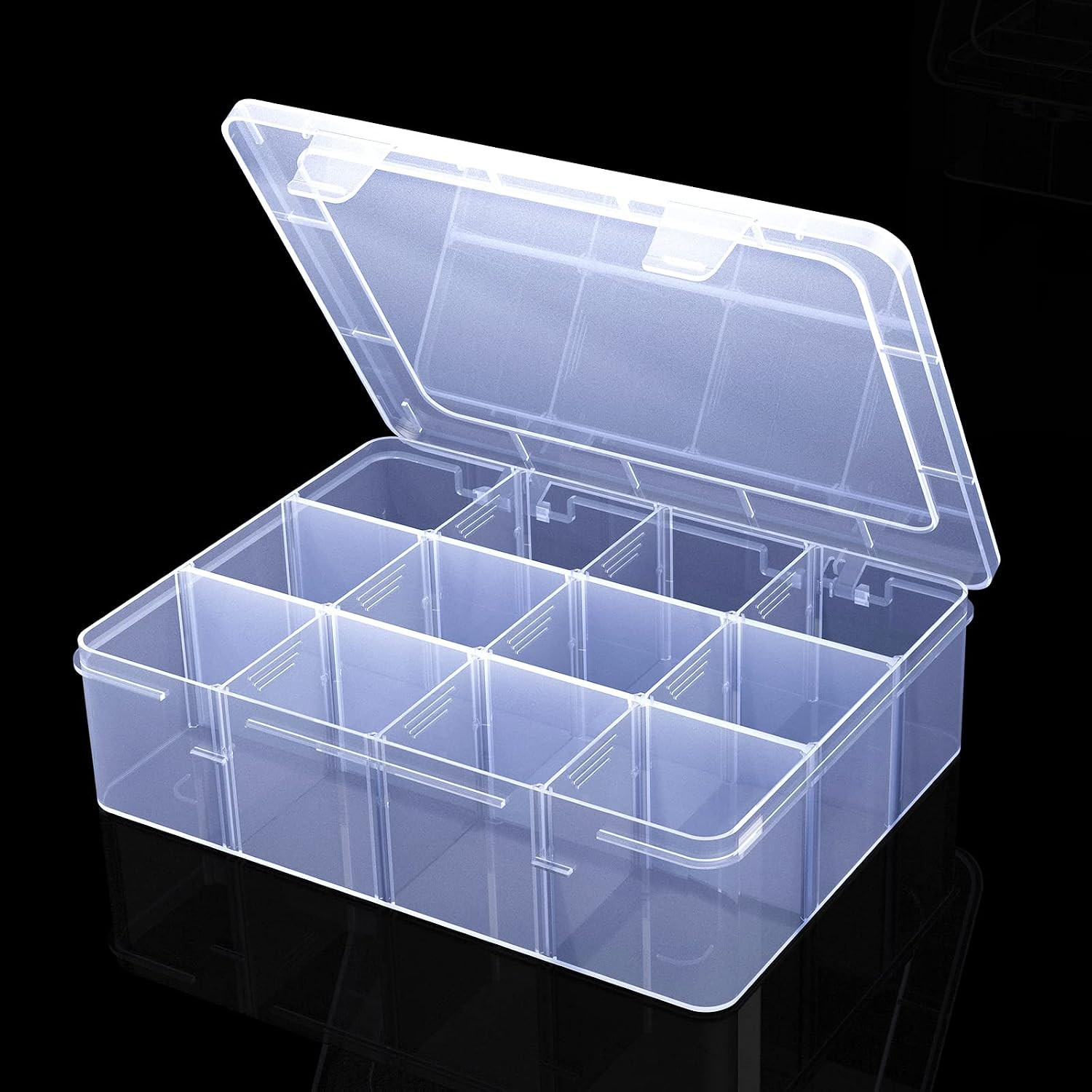 Clear Organizer Box,12 Grids Tackle Box Organizer with Removable Dividers | Clea