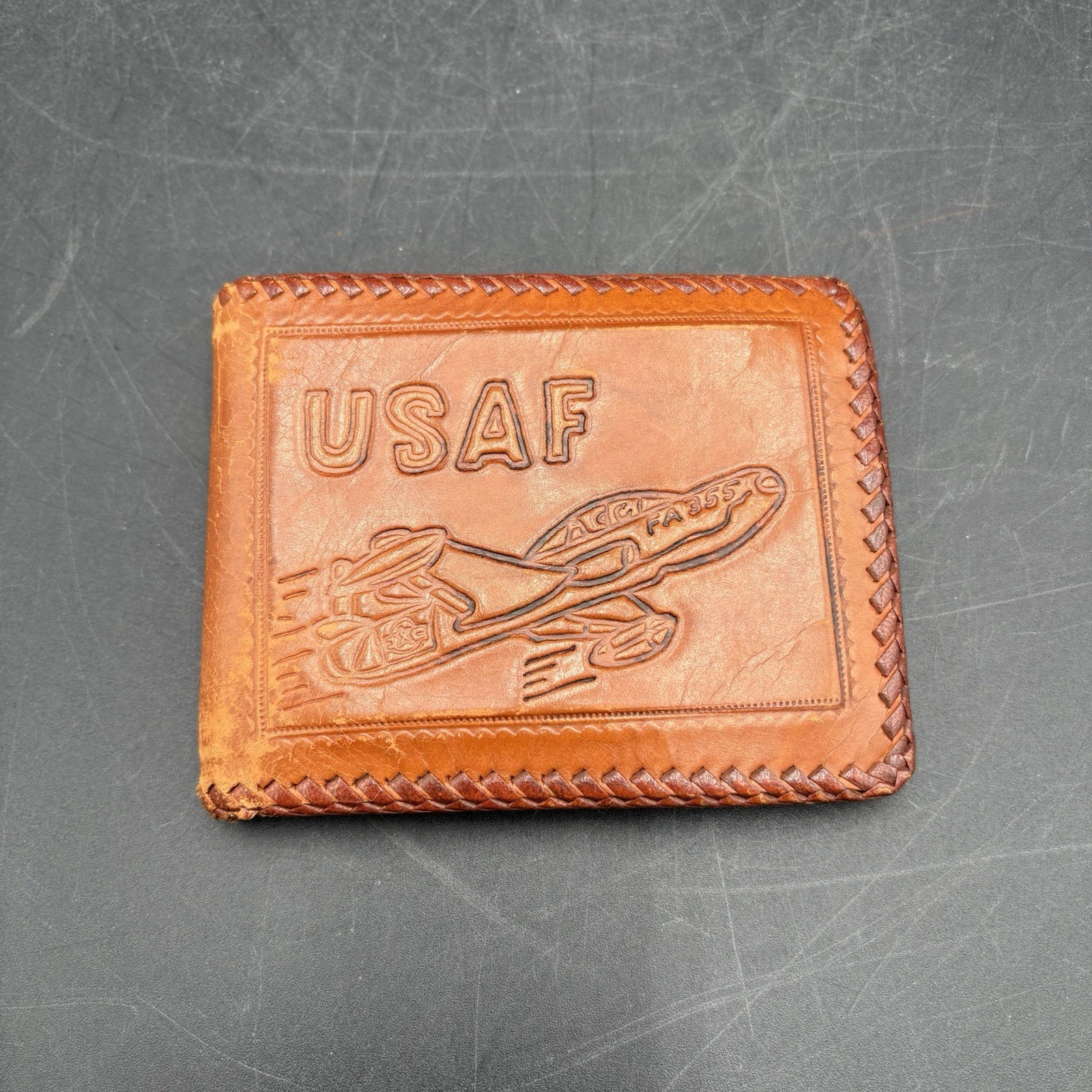 Vtg USAF Leather Wallet Tooled Air Force